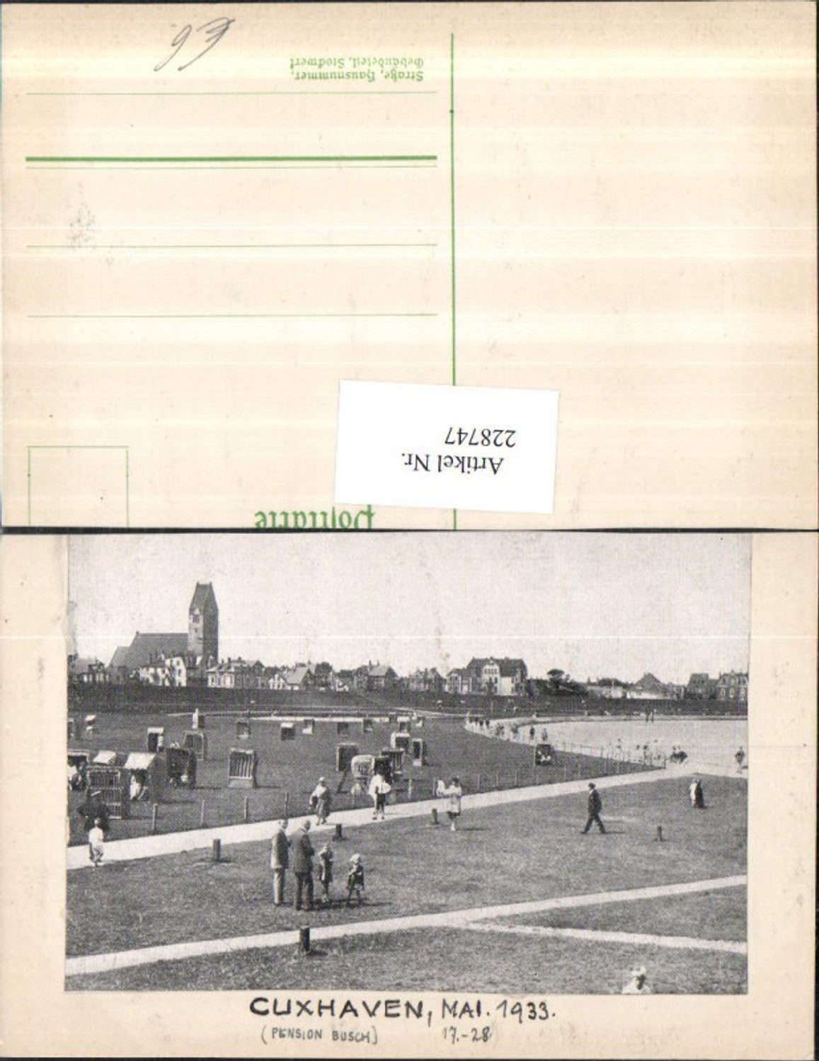 228747,Cuxhaven Strandkörbe Strandleben 1933