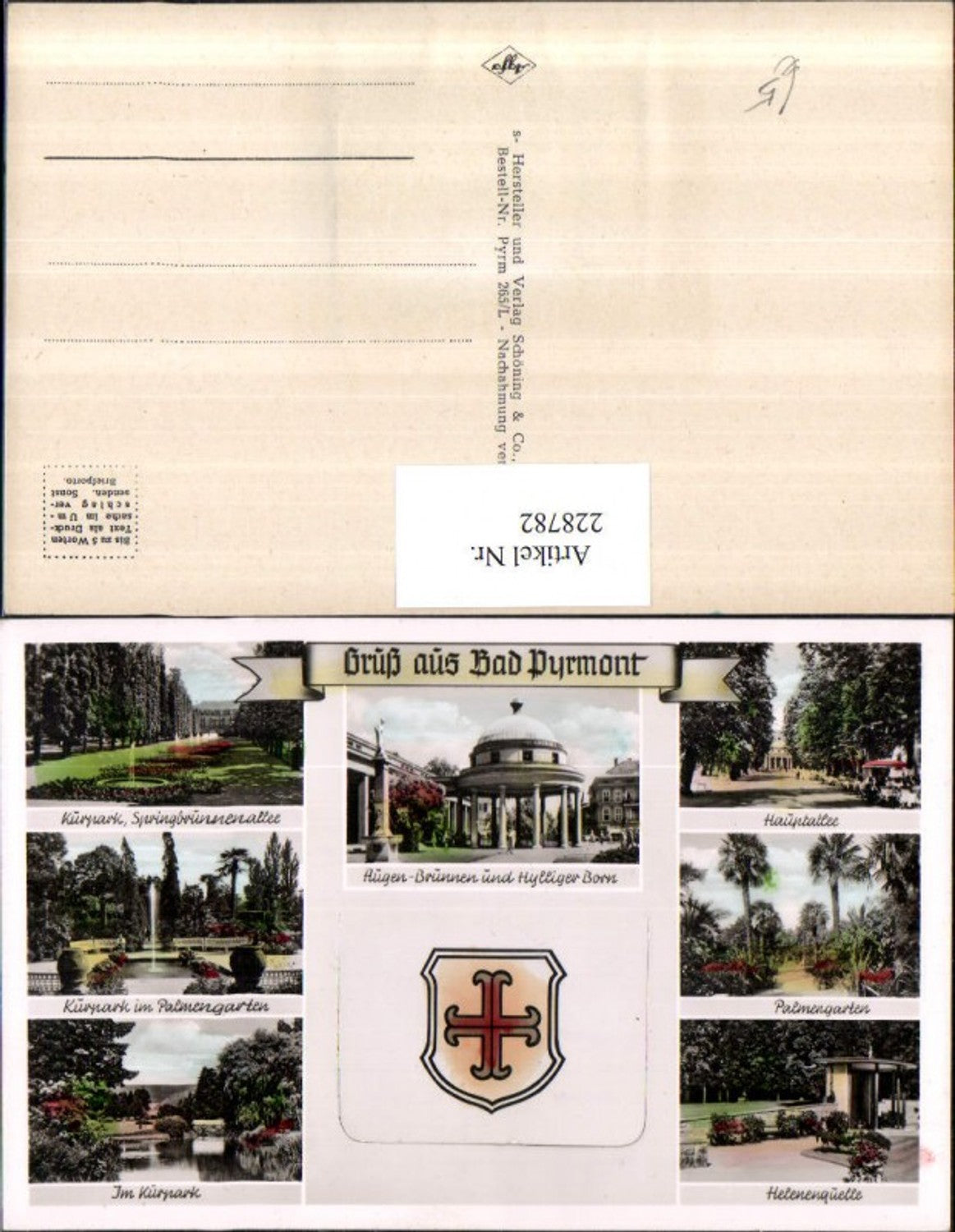 228782,Gruß aus Bad Pyrmont Leporello Augen-Brunnen u. Hylliger Born Kurpark Palmengarten Mehrbildkarte