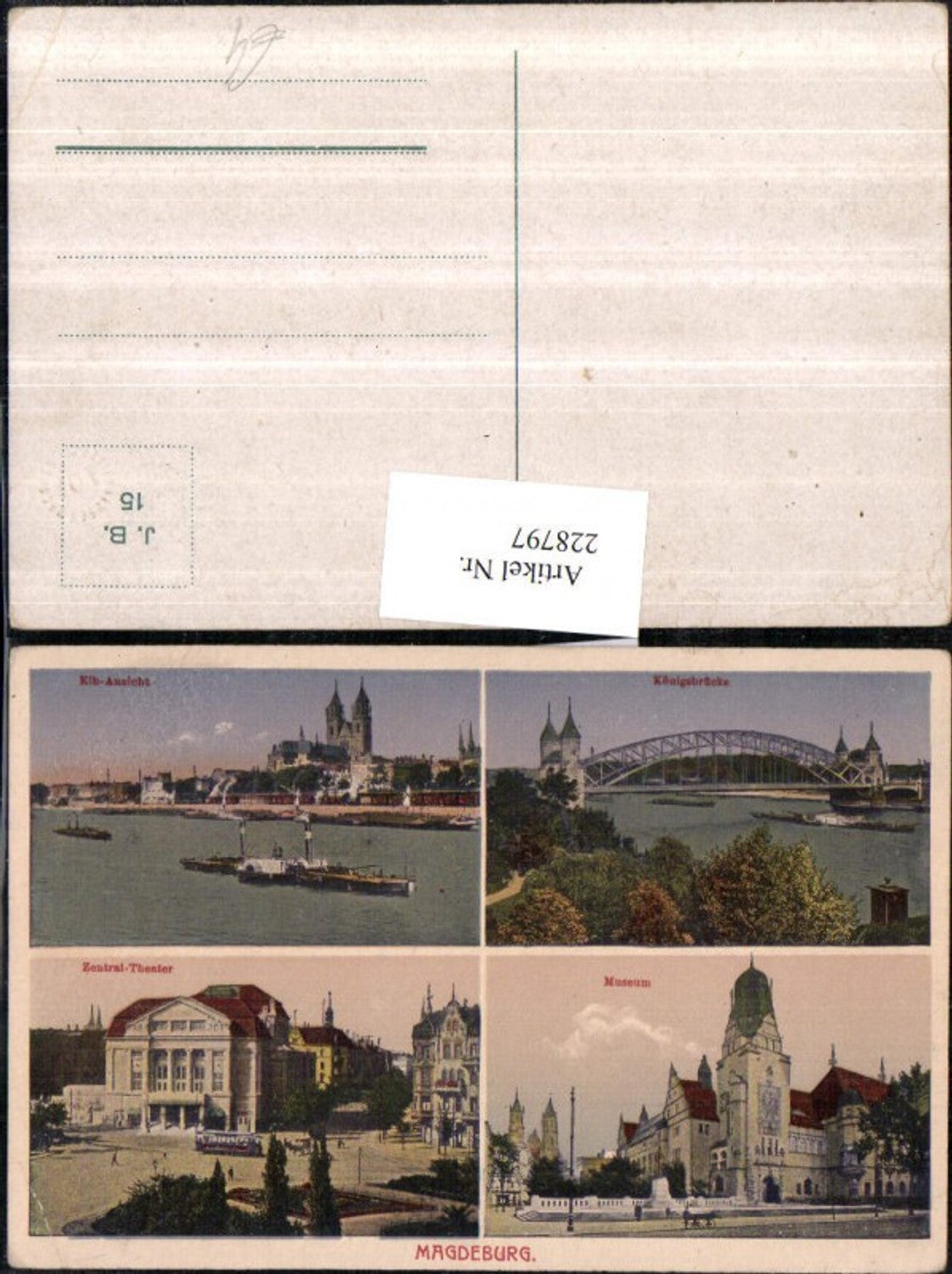 228797, Magdeburg Elbe view Königsbrücke Bridge Museum Central Theatre Multiview map