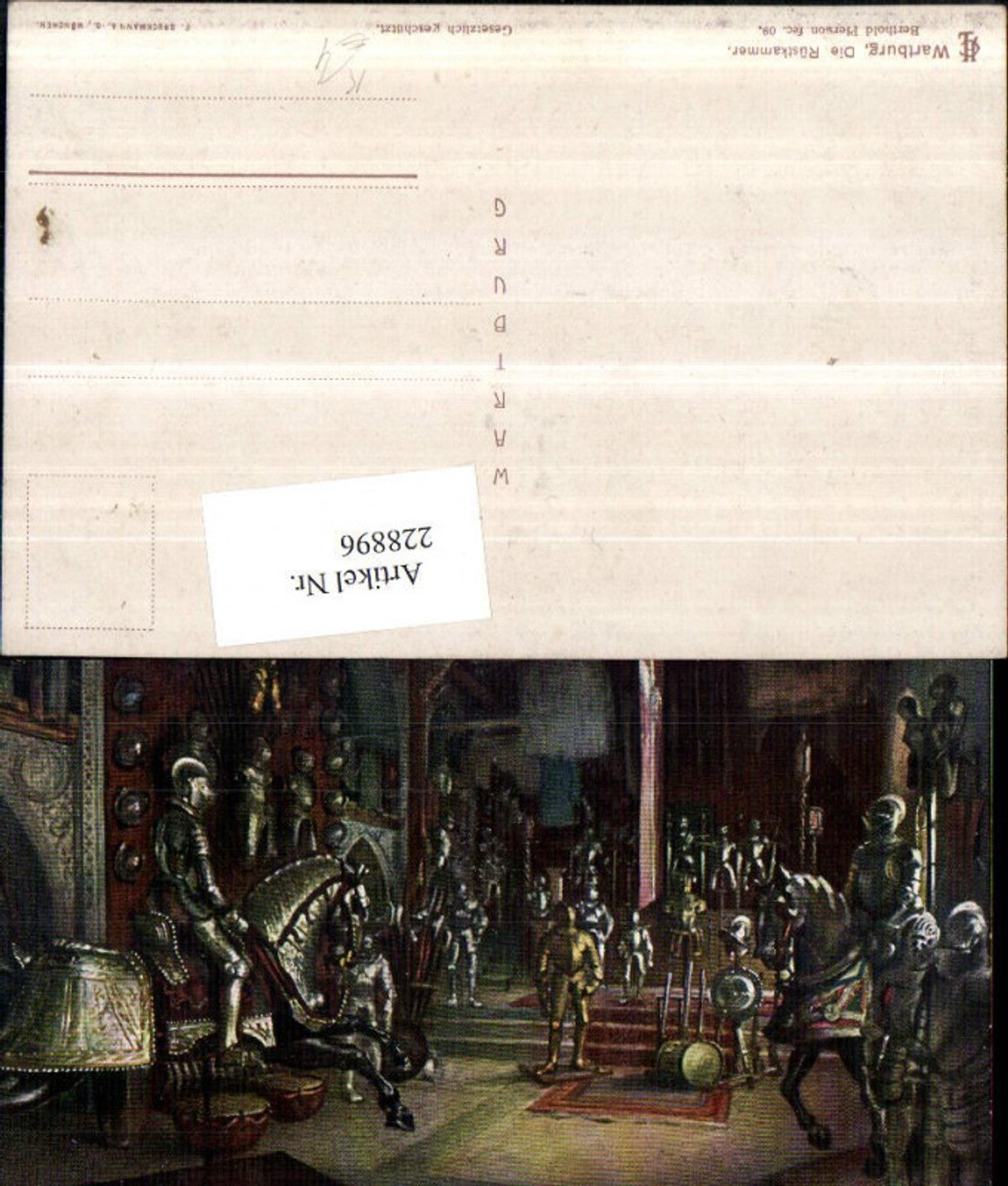 228896,Künstler AK Berthold Pierson Wartburg b. Eisenach Rüstkammer Rüstungen