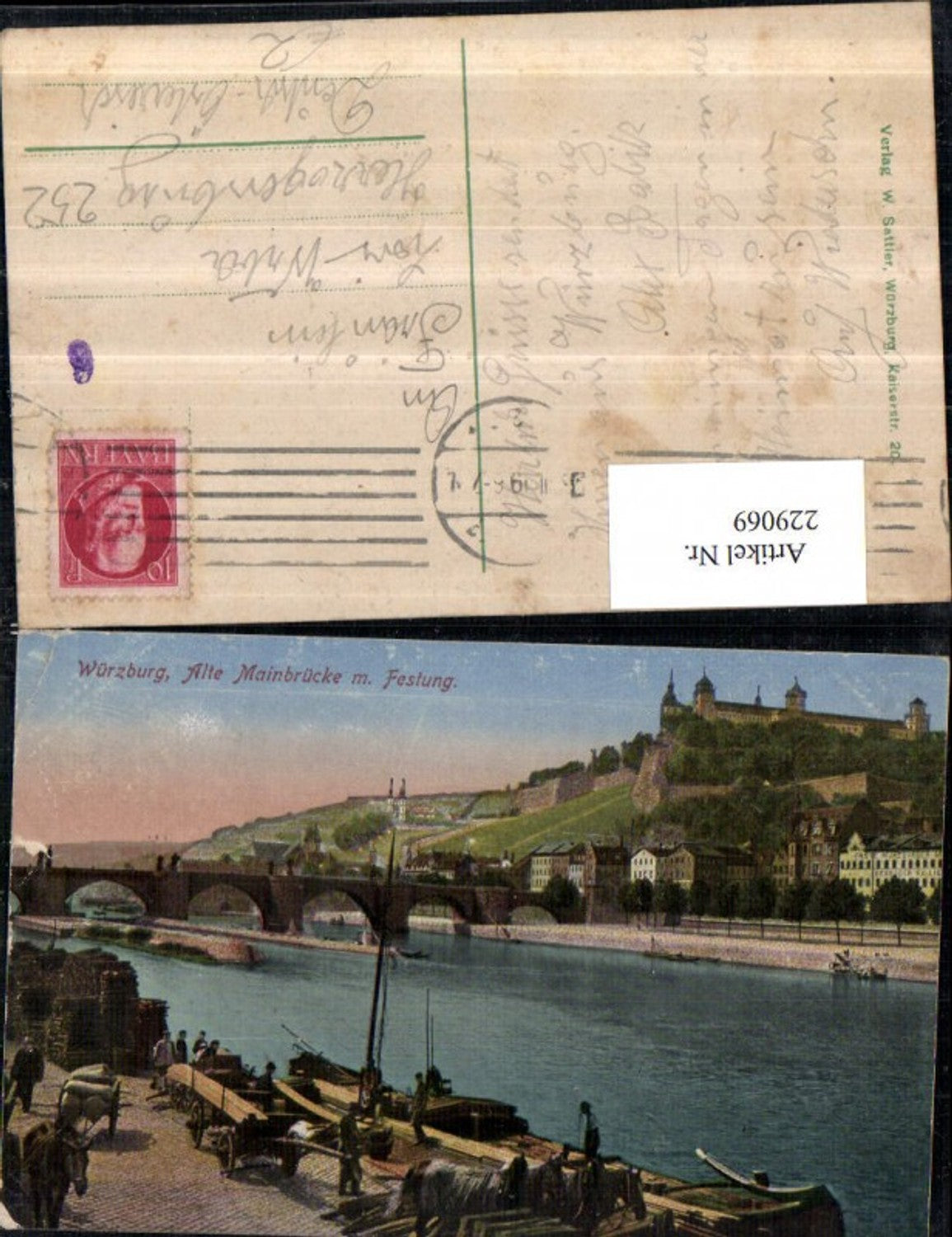 229069,Würzburg alte Mainbrücke Brücke m. Festung