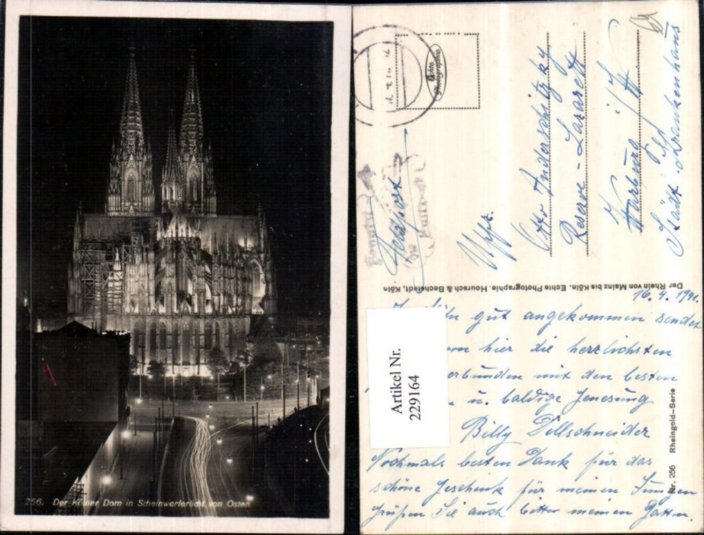 229164,Köln a. Rhein Kölner Dom in Scheinwerferlicht v. Osten