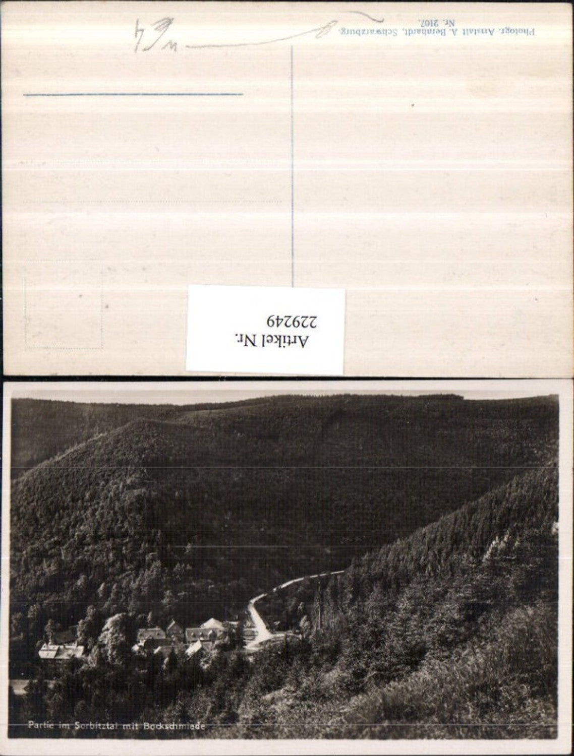 229249,Schwarzburg im Thüringer Wald Partie im Sorbitztal m. Bockschmiede