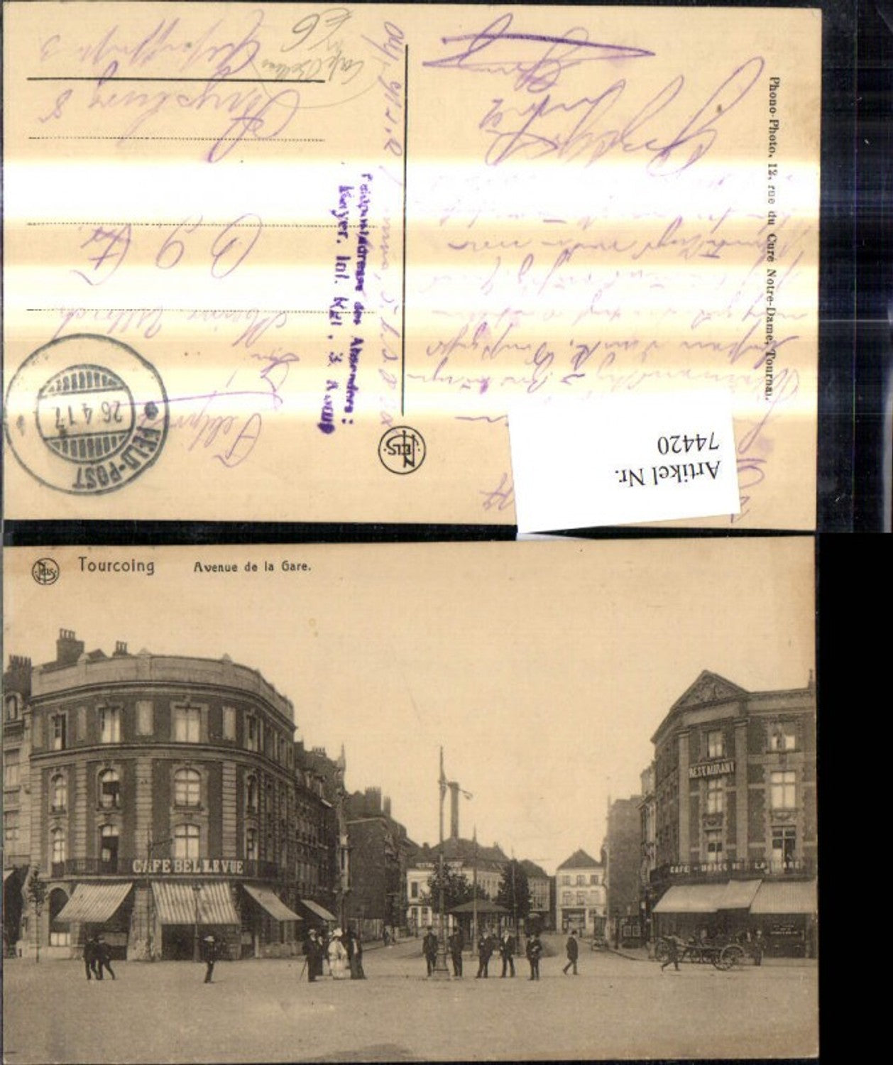 74420,Tourcoing Avenue de la Gare Strassenansicht Cafe Bellevue