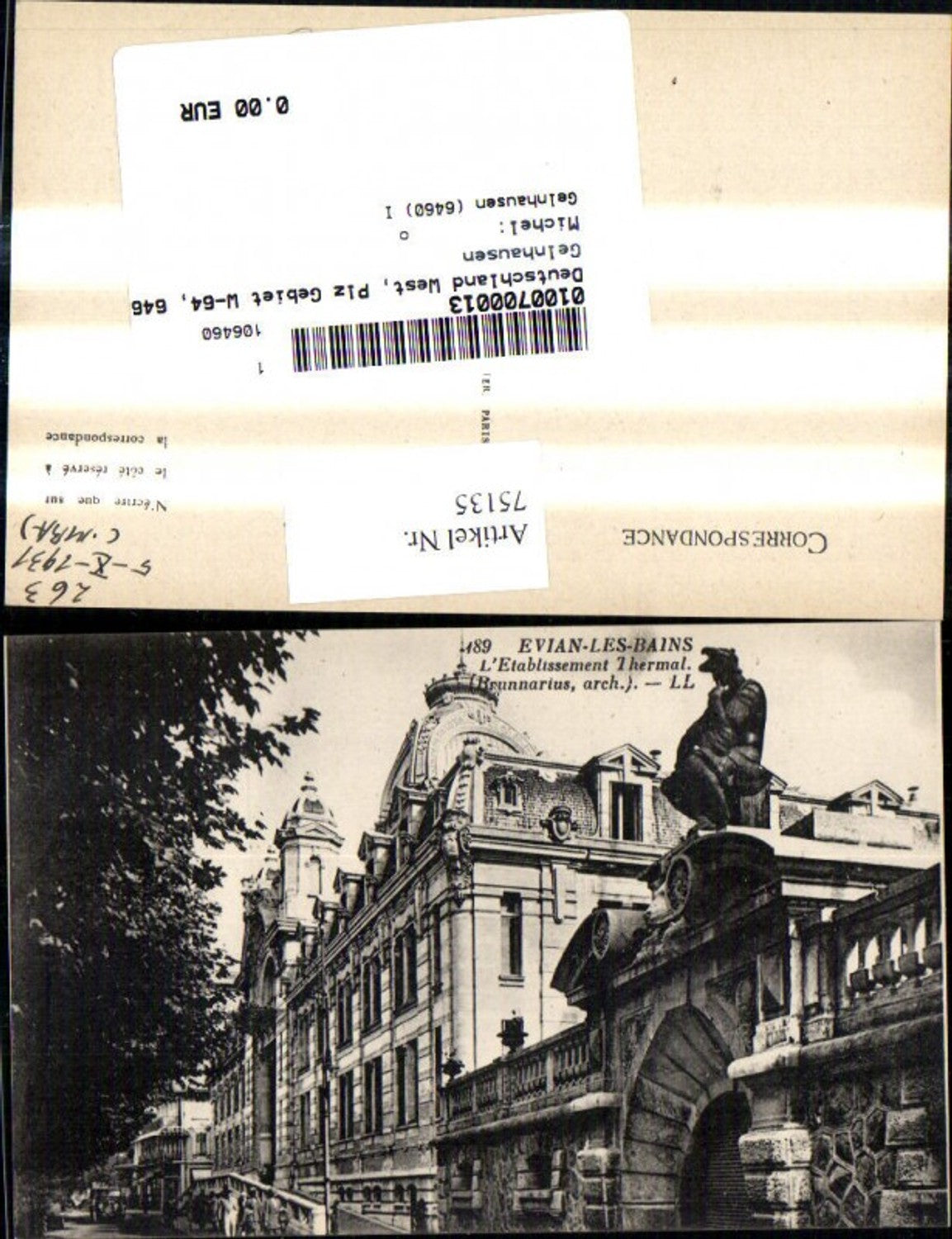 75135,Evian les Bains L Etablissement Thermal Thermalbad