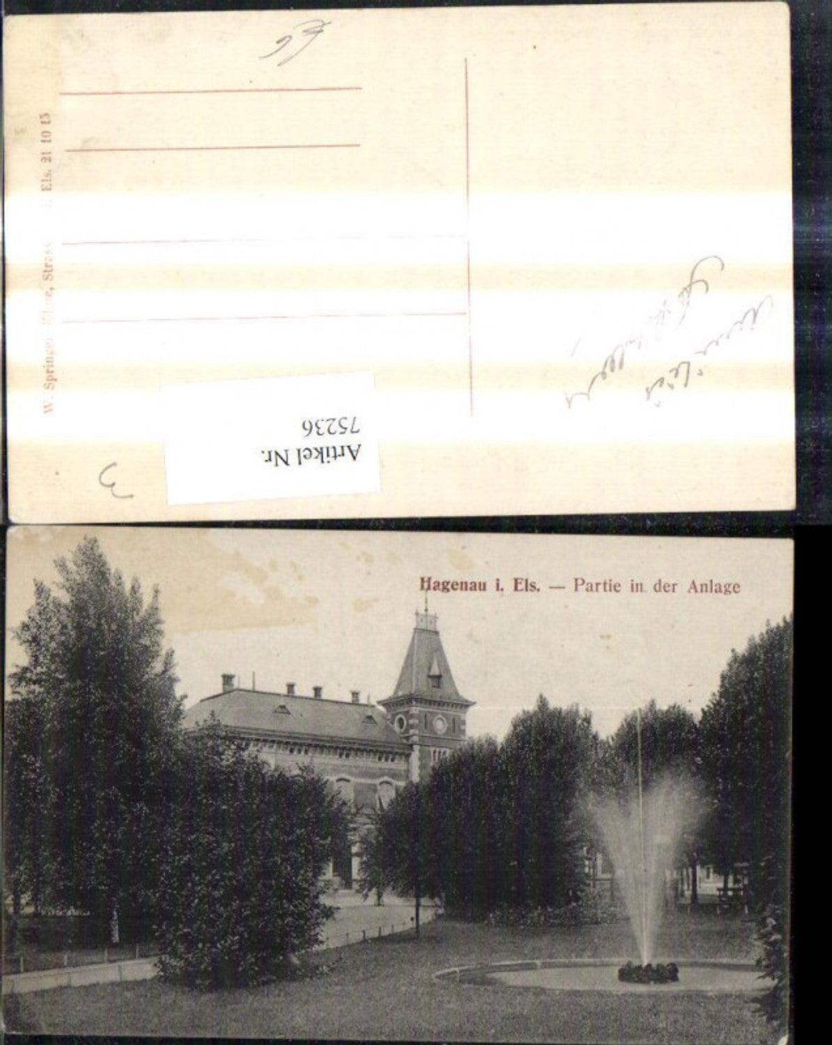 75236,Hagenau i. Elsass Partie i. d. Anlage Springbrunnen Brunnen