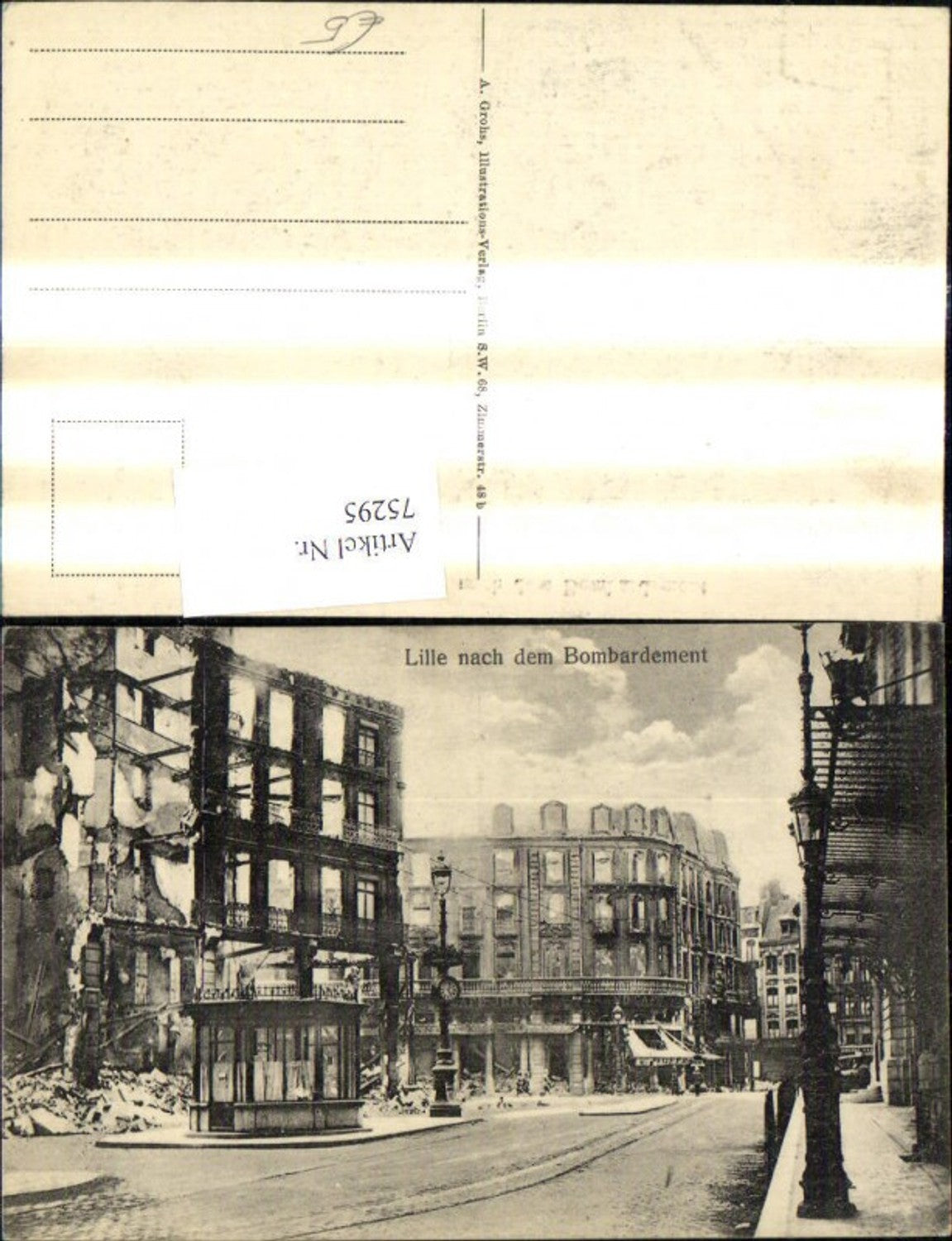 75295,Lille n. d. Bombardement Zerstörte Häuser Gebäude