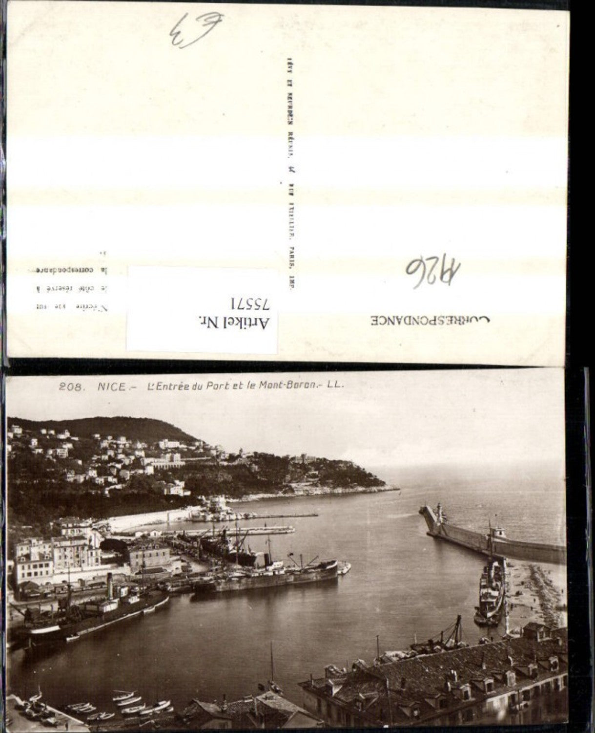 75571,Nice Nizza L Entree du Port et le Mont Boron Hafen Hafeneinfahrt