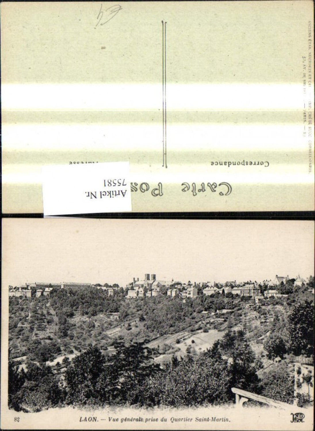 75581,Laon Vue generale prise du Quartier Saint Martin