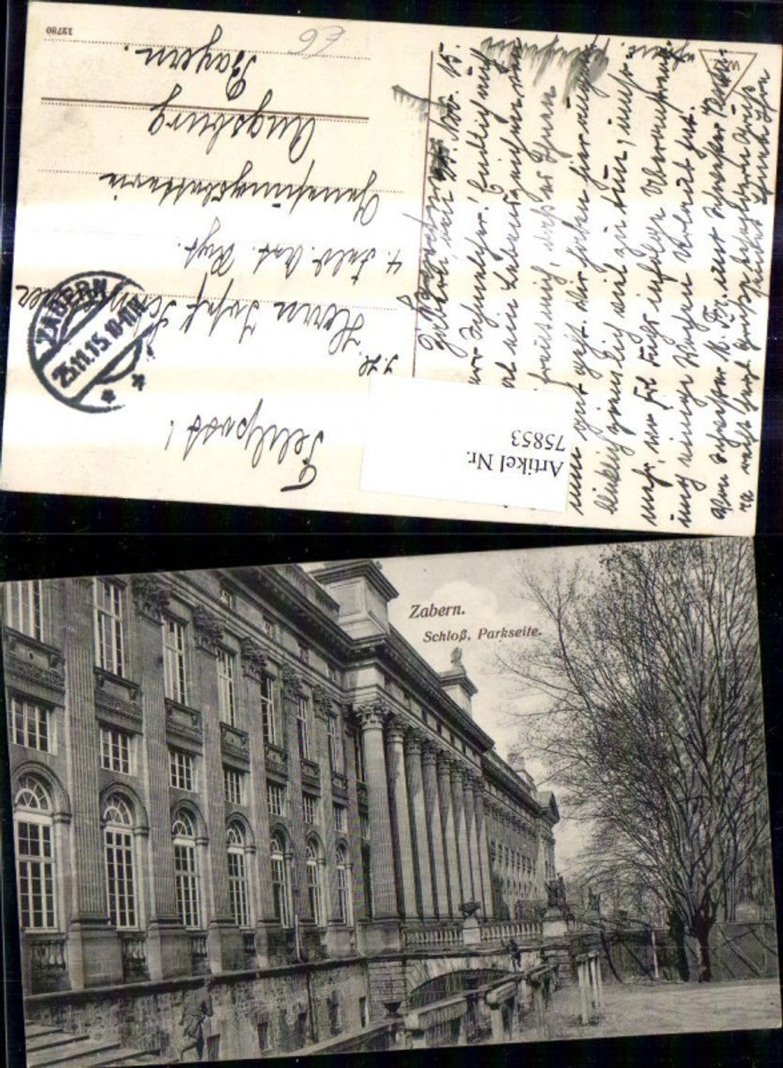 75853,Zabern Saverne Schloß Parkseite