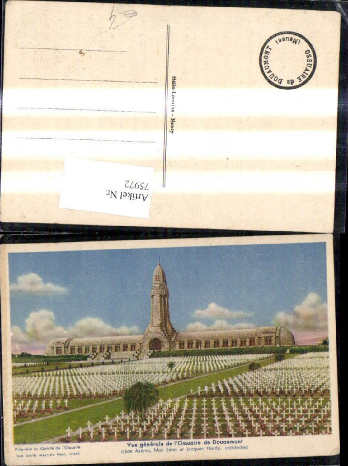 75972,Vue generale de l Ossuaire de Douaumont Friedhof Beinhaus von Douaumont Verdun
