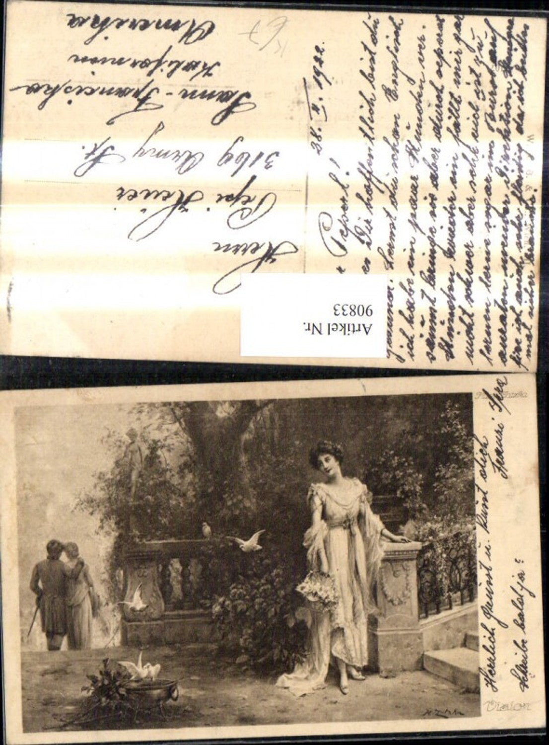 90833,Künstler Ak Hans Zatzka Vision Frau Tauben Paar