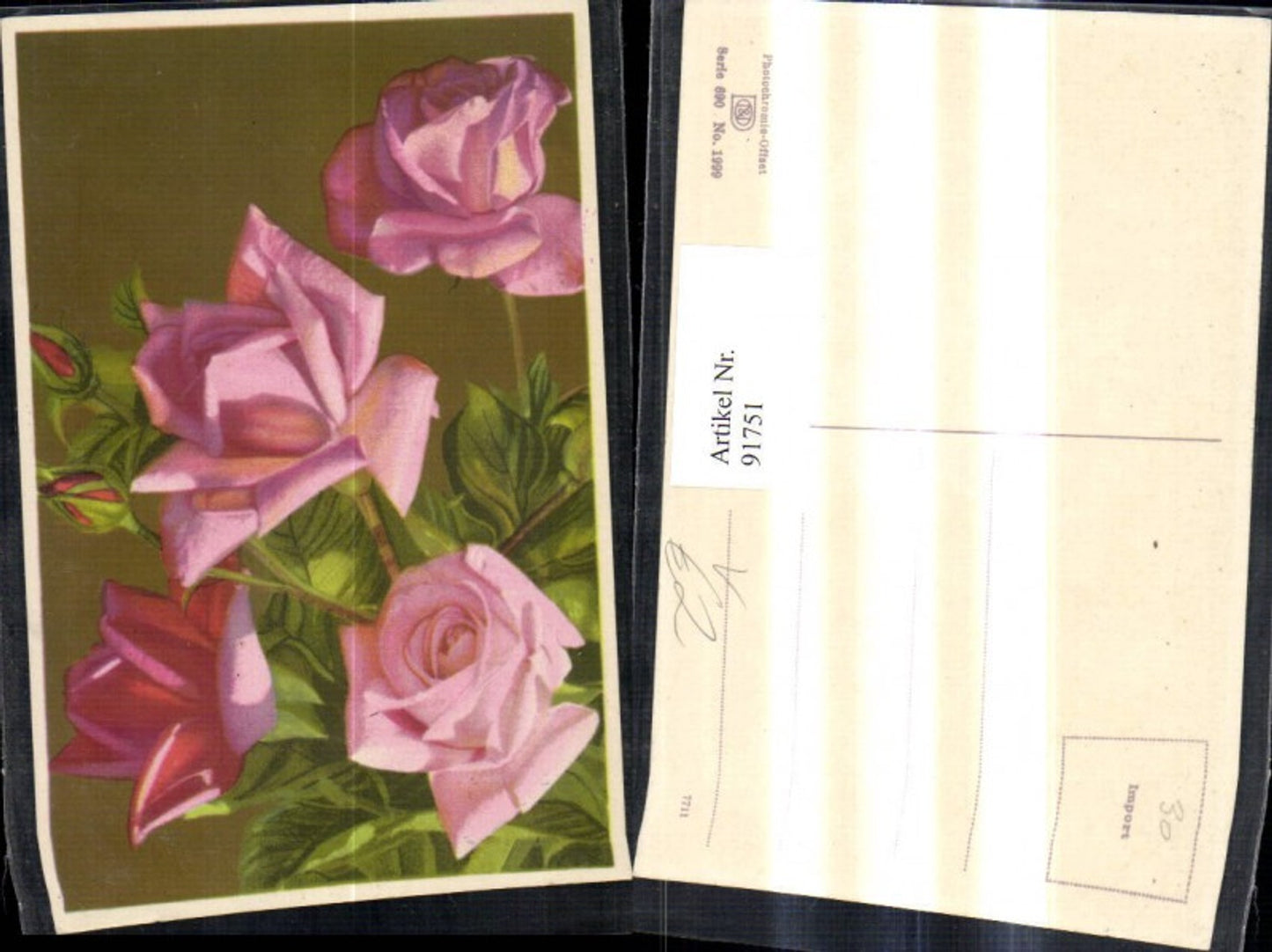 91751,Photochromie Nenke & Ostermaier 690/1999 Rosa Rosen Blumen