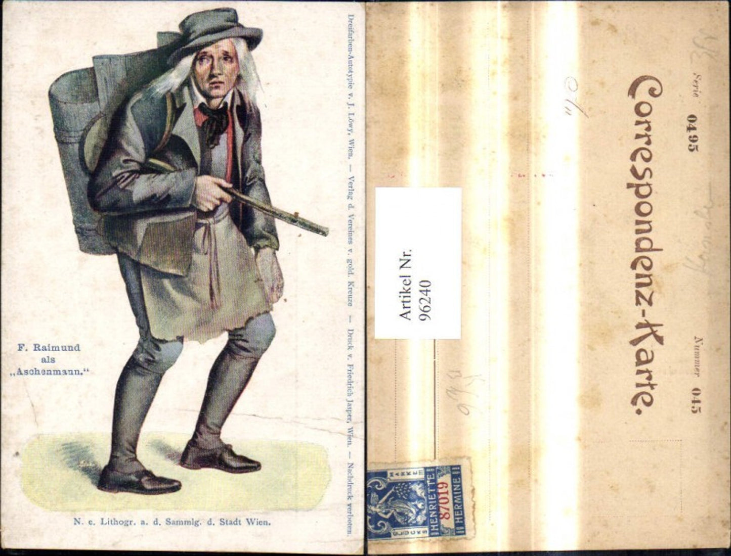 96240,Künstler Ak J. Löwy F. Raimund als Aschenmann