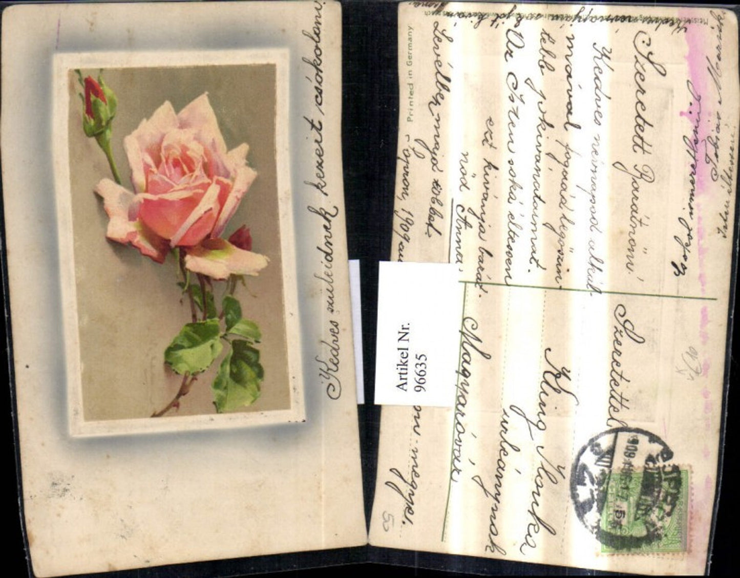 96635,Künstler Ak Catharina Klein Rosa Rose Präge Passepartout pub Meissner & Buch
