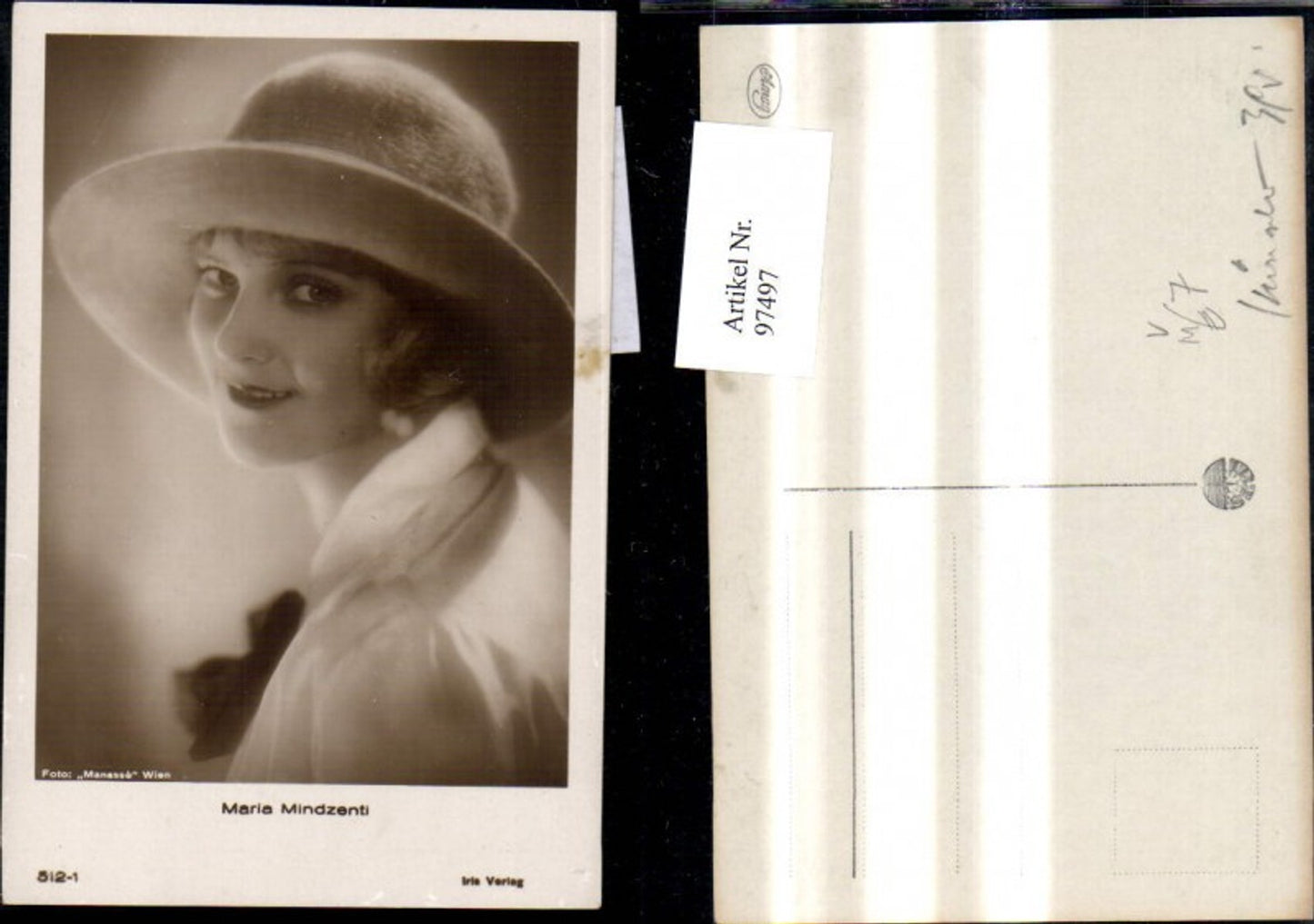 97497,Maria Mindzenti m. Hut Schauspielerin pub Iris Verlag 512-1