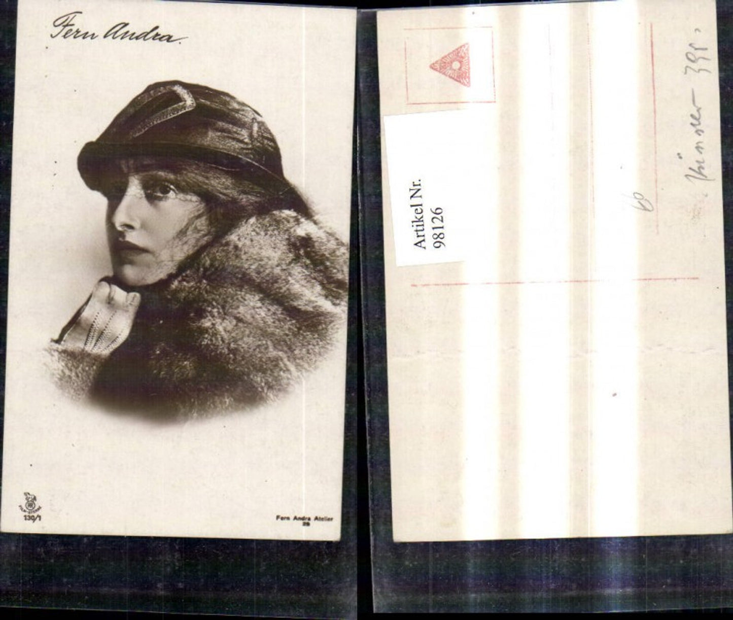 98126,Fern Andra Schauspielerin Pelz Hut Handschuhe pub Filmsterne 130/1