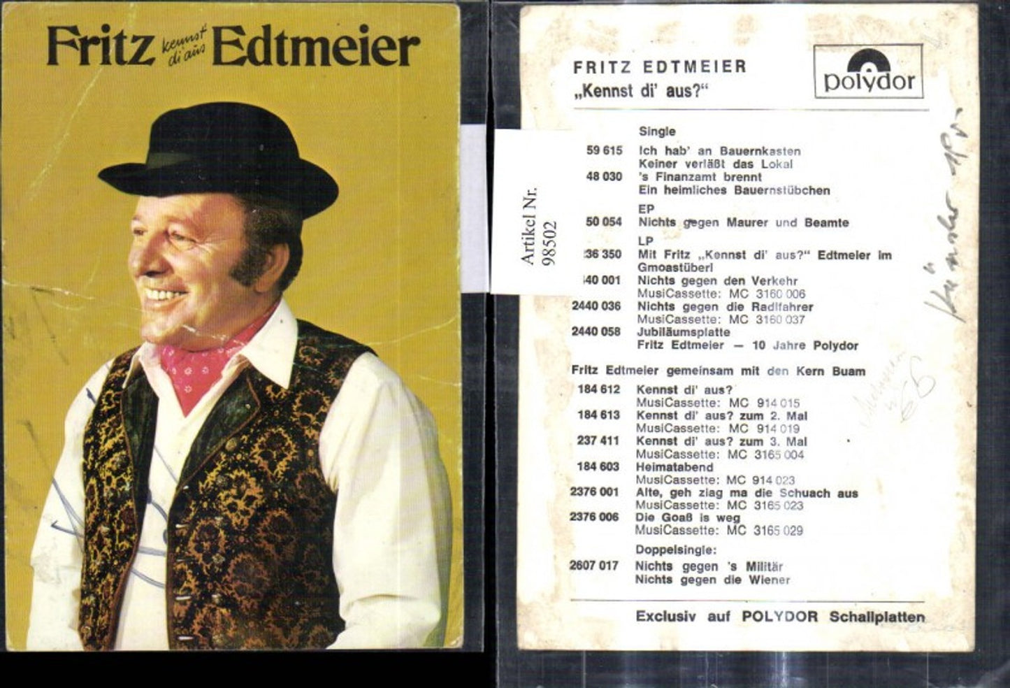 98502,Fritz Edtmeier Sänger Kennst di aus Autogramm