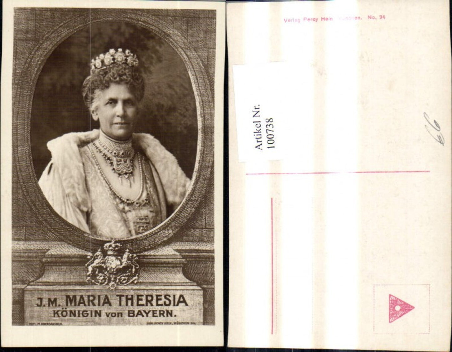 100738,Adel Monarchie Maria Theresia Königin v. Bayern Passepartout