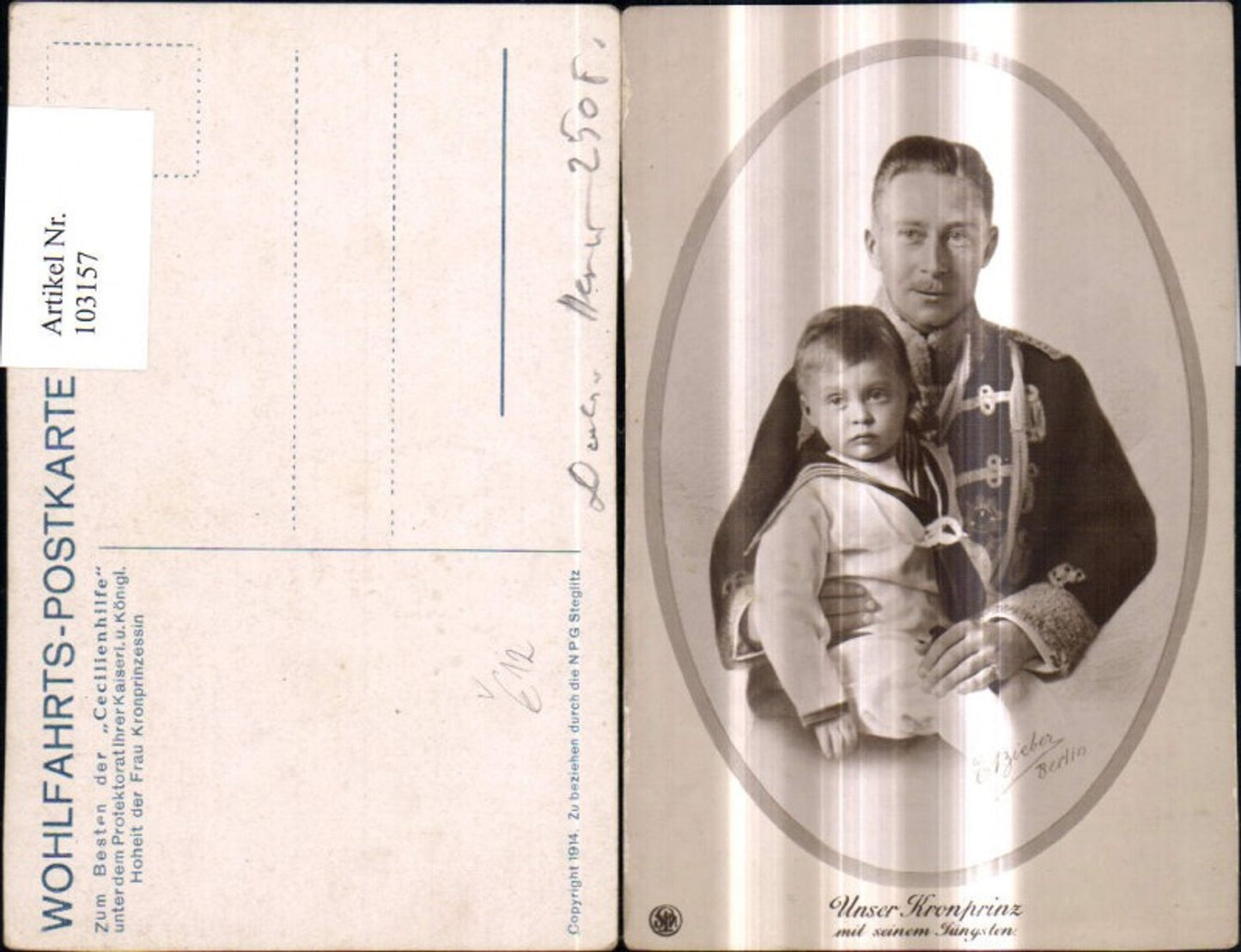 103157,Adel Monarchie Kronprinz Wilhelm v. Preußen m. Sohn Matrosenanzug pub NPG Steglitz