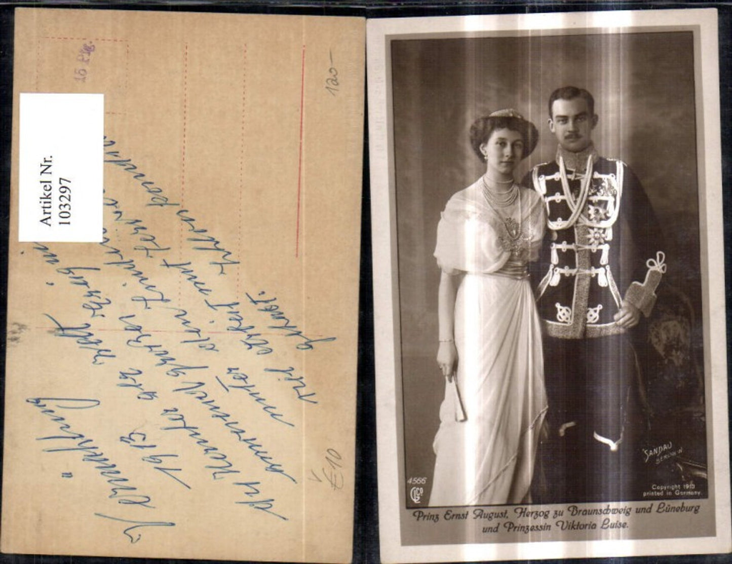 103297,Adel Prinz Ernst August Herzog z. Braunschweig u. Lüneburg Prinzessin Viktoria Luise pub Sandau Berlin