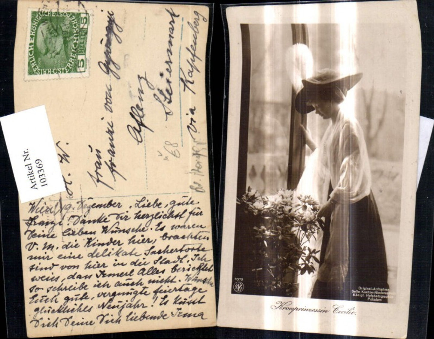 103369,Adel Monarchie Kronprinzessin Cecile Hut Hutmode pub NPG 4379