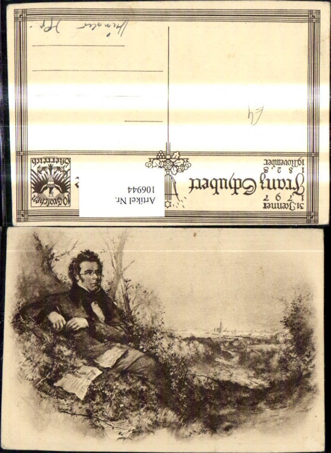 106944,Künstler Ak Franz Schubert v. Wien Theater Musik