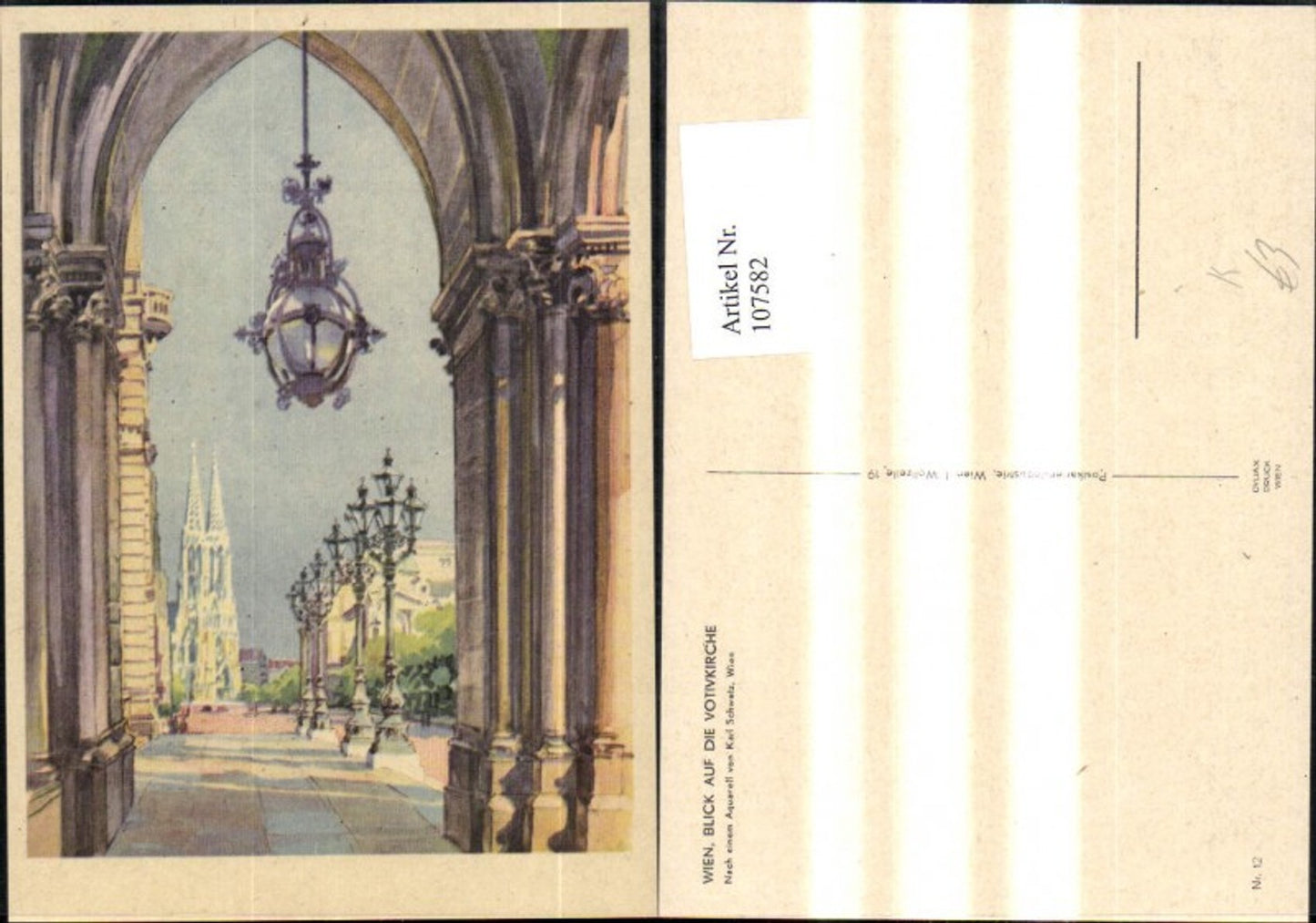 107582,Künstler Ak Karl Schwetz Wien Blick a. d. Votivkirche