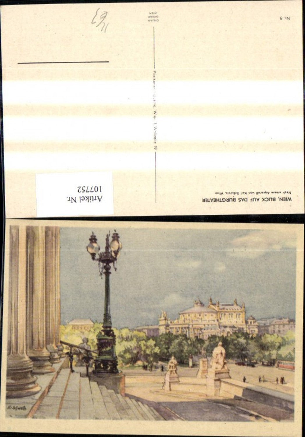 107752,Künstler Ak Karl Schwetz Wien Blick a. d. Burgtheater