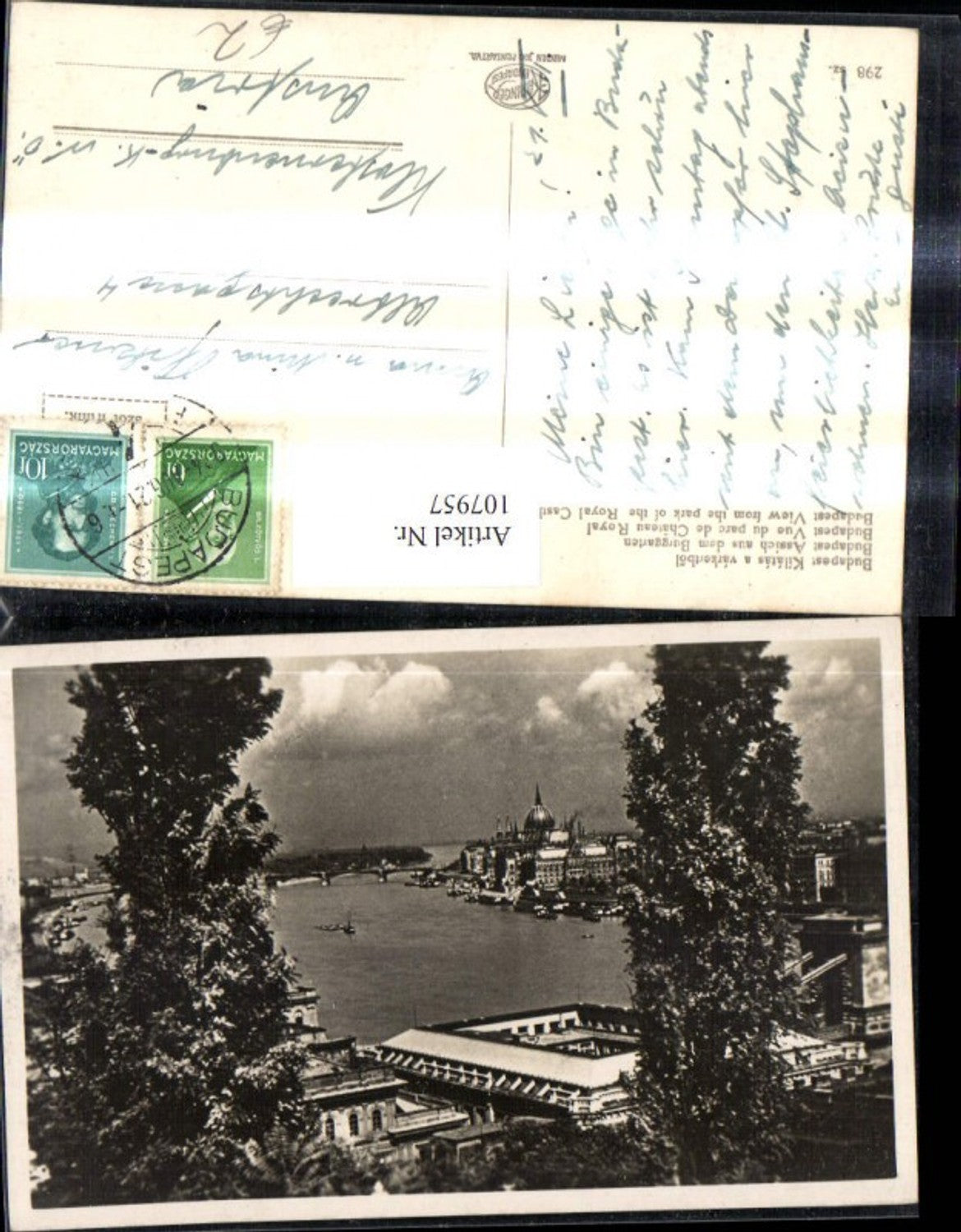 107957,Budapest Aussicht a. d. Burggarten Kilatas a varkertböl