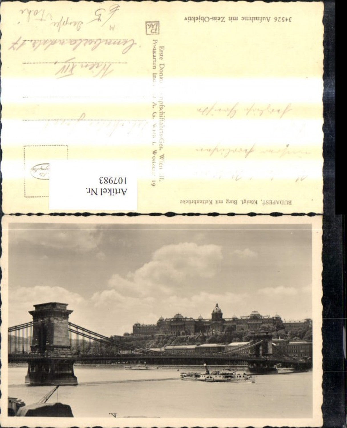 107983,Foto Ak Budapest Königliche Burg m. Kettenbrücke Dampfer Tahi