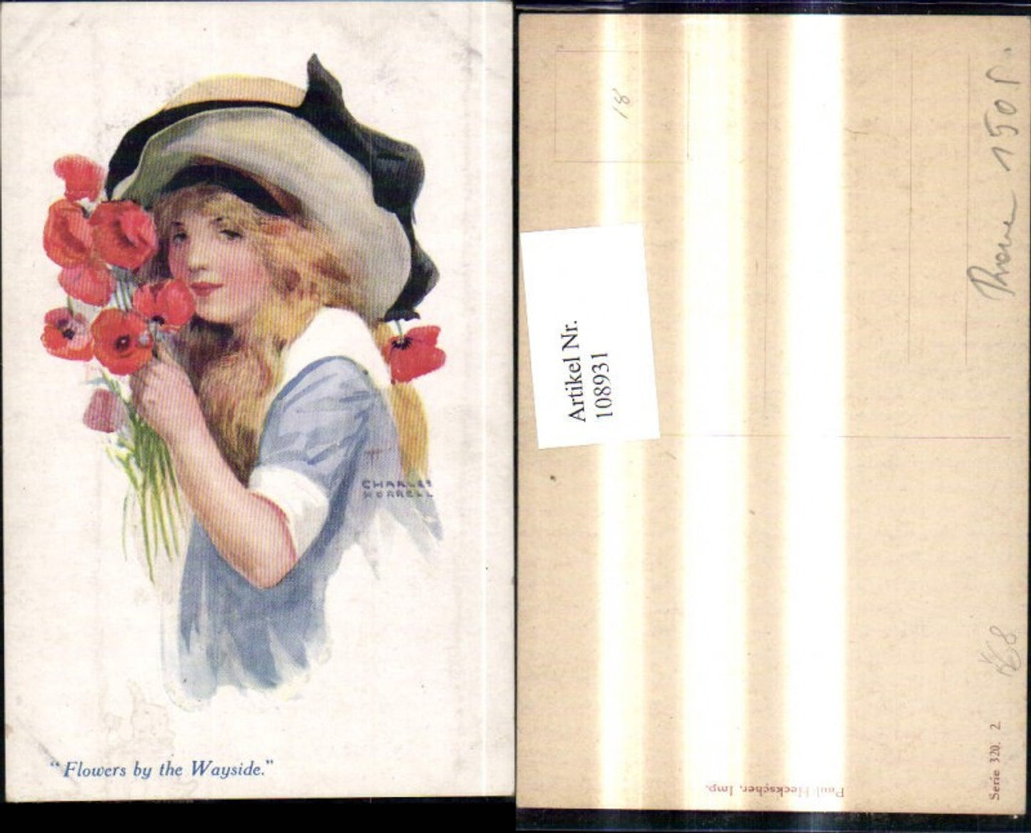 108931,Künstler Ak Charles Horrell Flowers by the Wayside Frau Blumen Hut pub Paul Heckscher 320/2