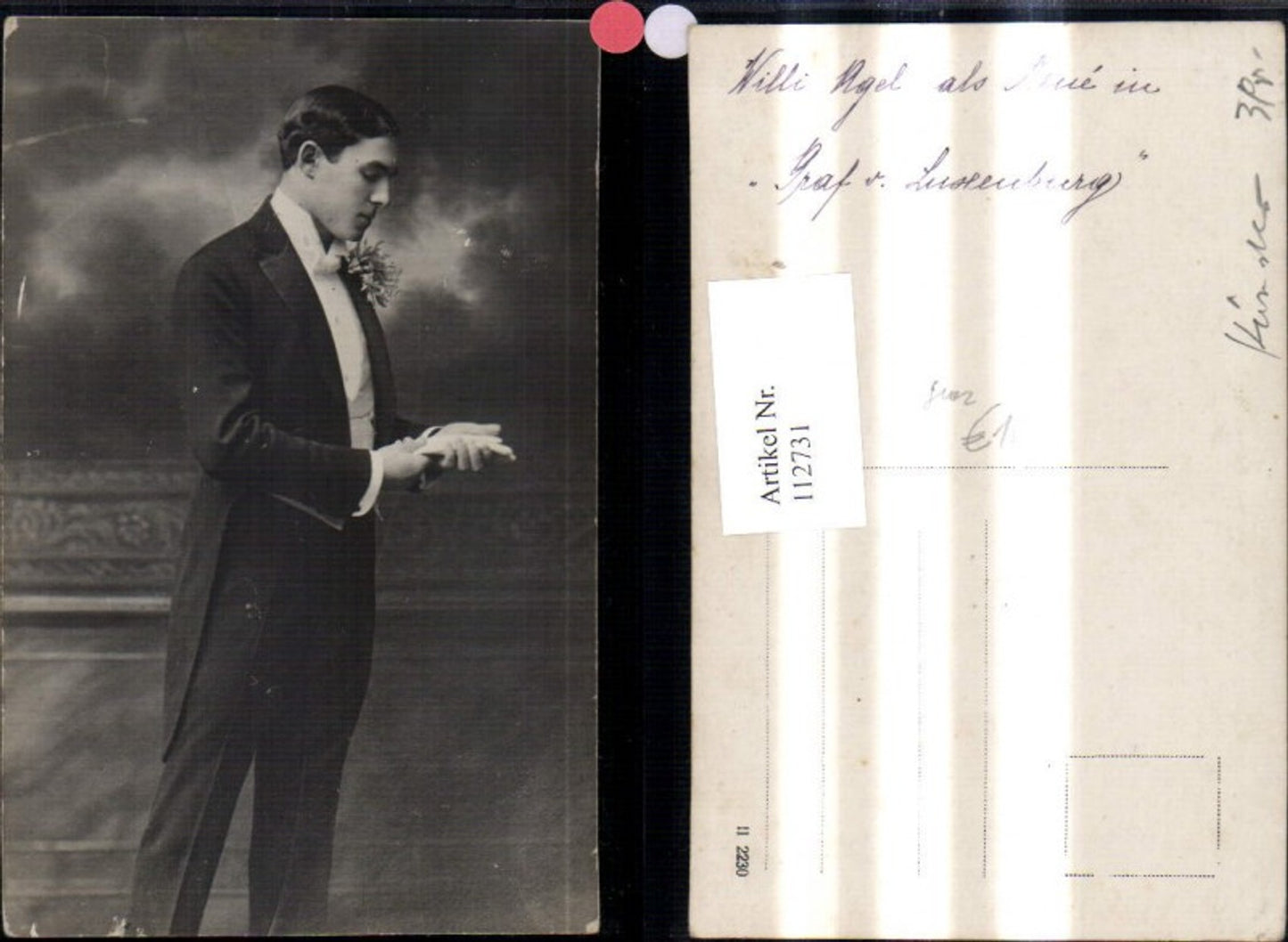 112731,Foto Ak Schauspieler Willi Agel als Reue i. Graf v. Luzemburg Graz