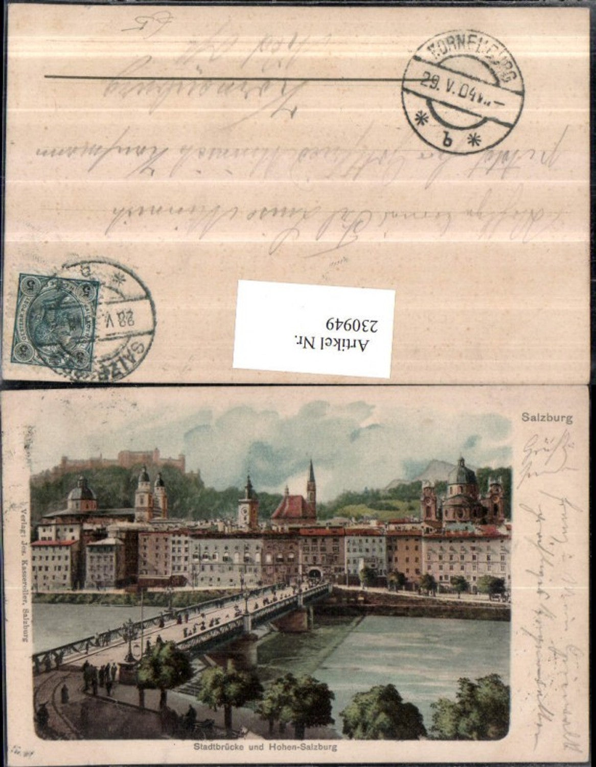 230949,Salzburg Stadtbrücke Brücke u. Hohensalzburg Festung