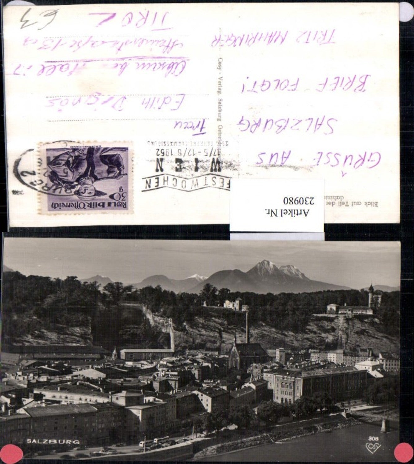230980,Salzburg Blick auf Teil d. Altstadt m. Mönchsberg dahinter Hochstauffen