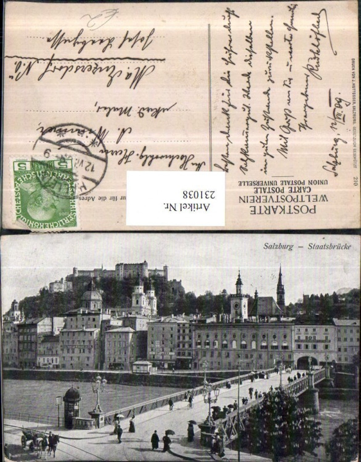 231038,Salzburg Staatsbrücke Brücke m. Festung