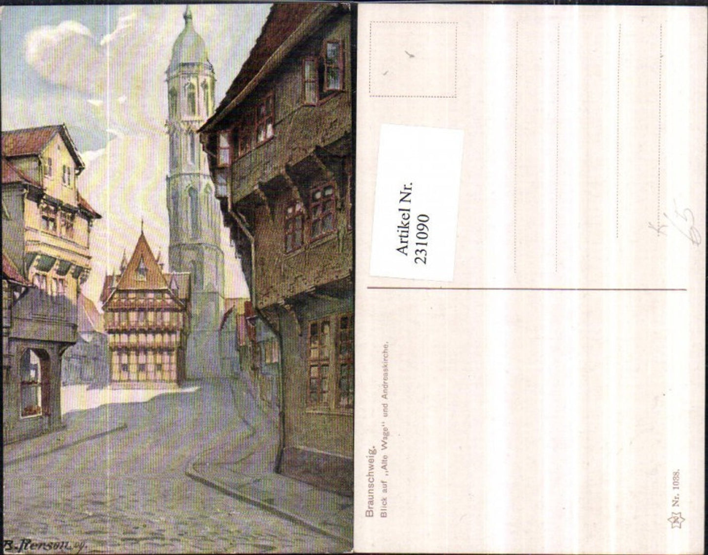 231090,Künstler AK B. Pierson Braunschweig Blick auf Alte Wage u. Andreaskirche Straßenansicht pub Novolito 1038
