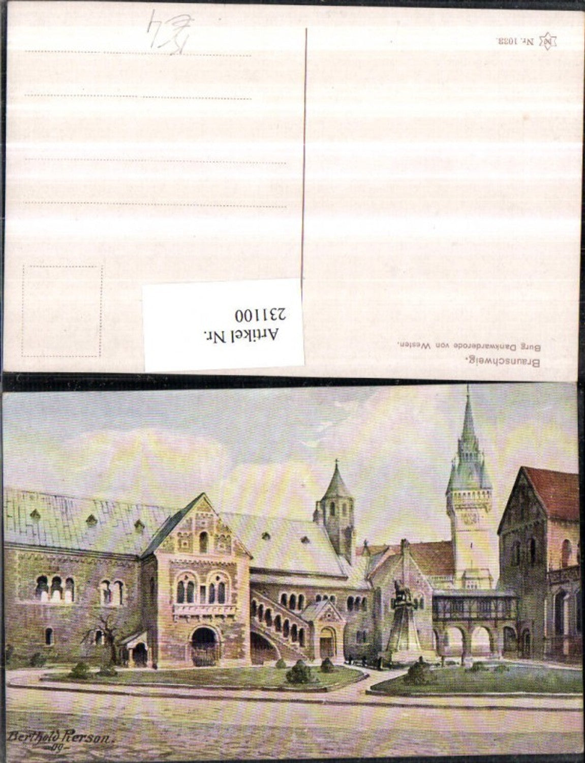 231100,Künstler AK B. Pierson Braunschweig Burg Dankwarderode von Westen pub Novolito 1033