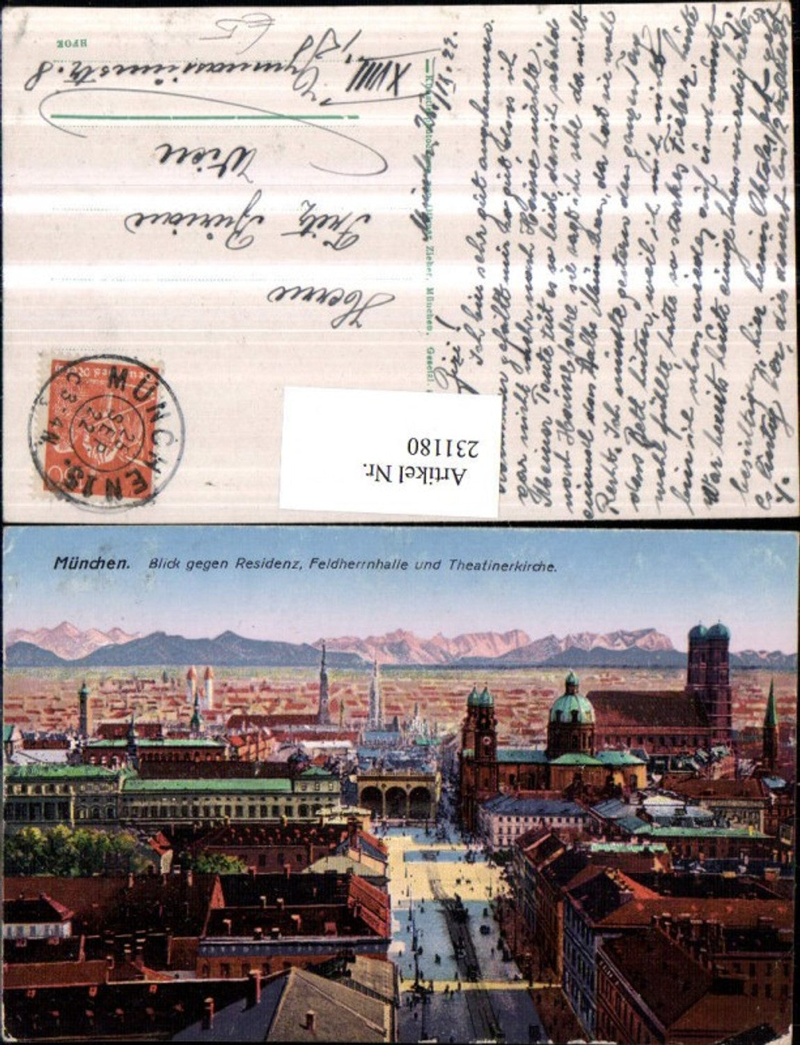231180,München Totale Blick geg. Residenz Feldherrnhalle u. Theatinerkirche