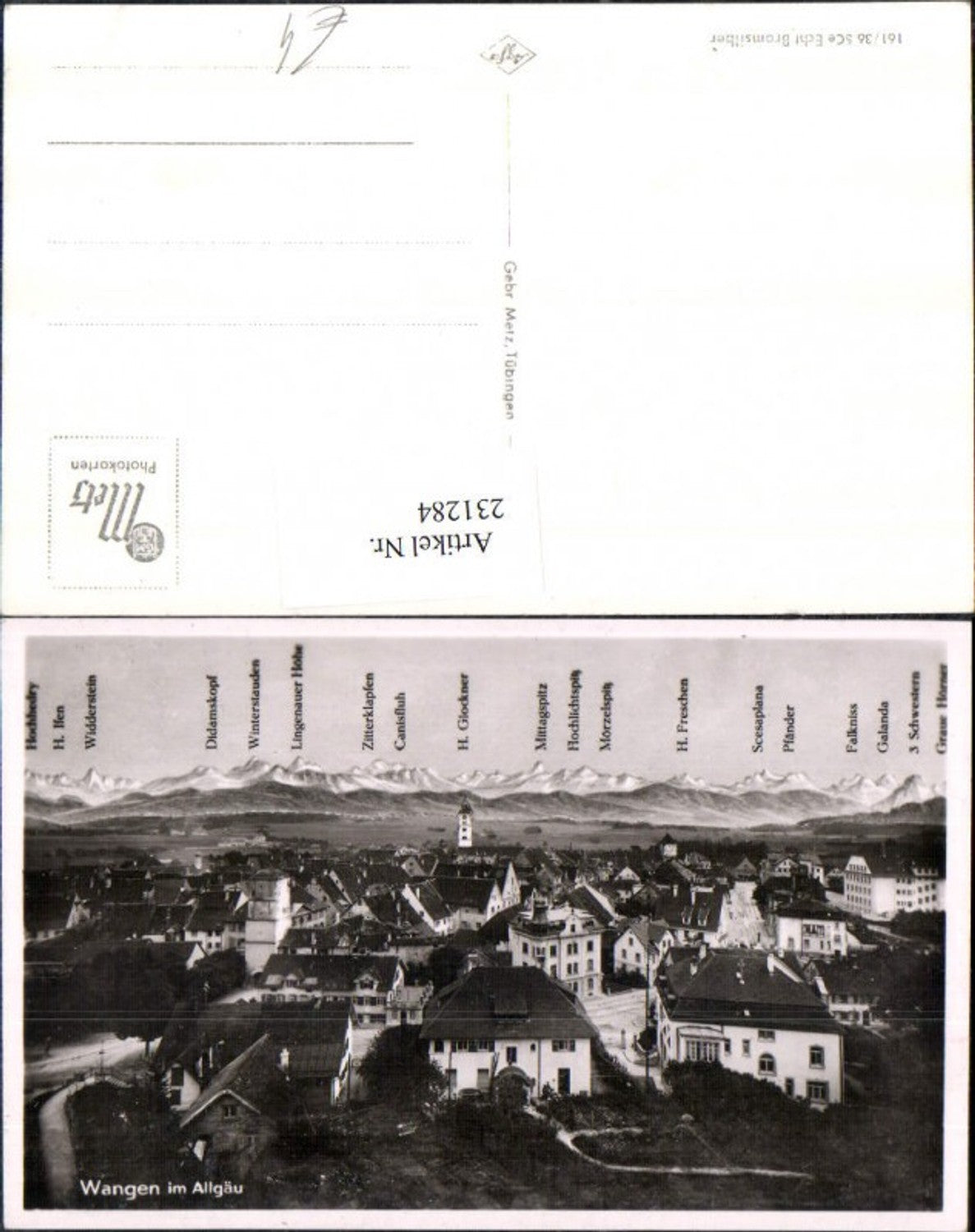 231284,Wangen im Allgäu Totale m. Gebirge Pfänder Falkniss Widderstein Winterstauden