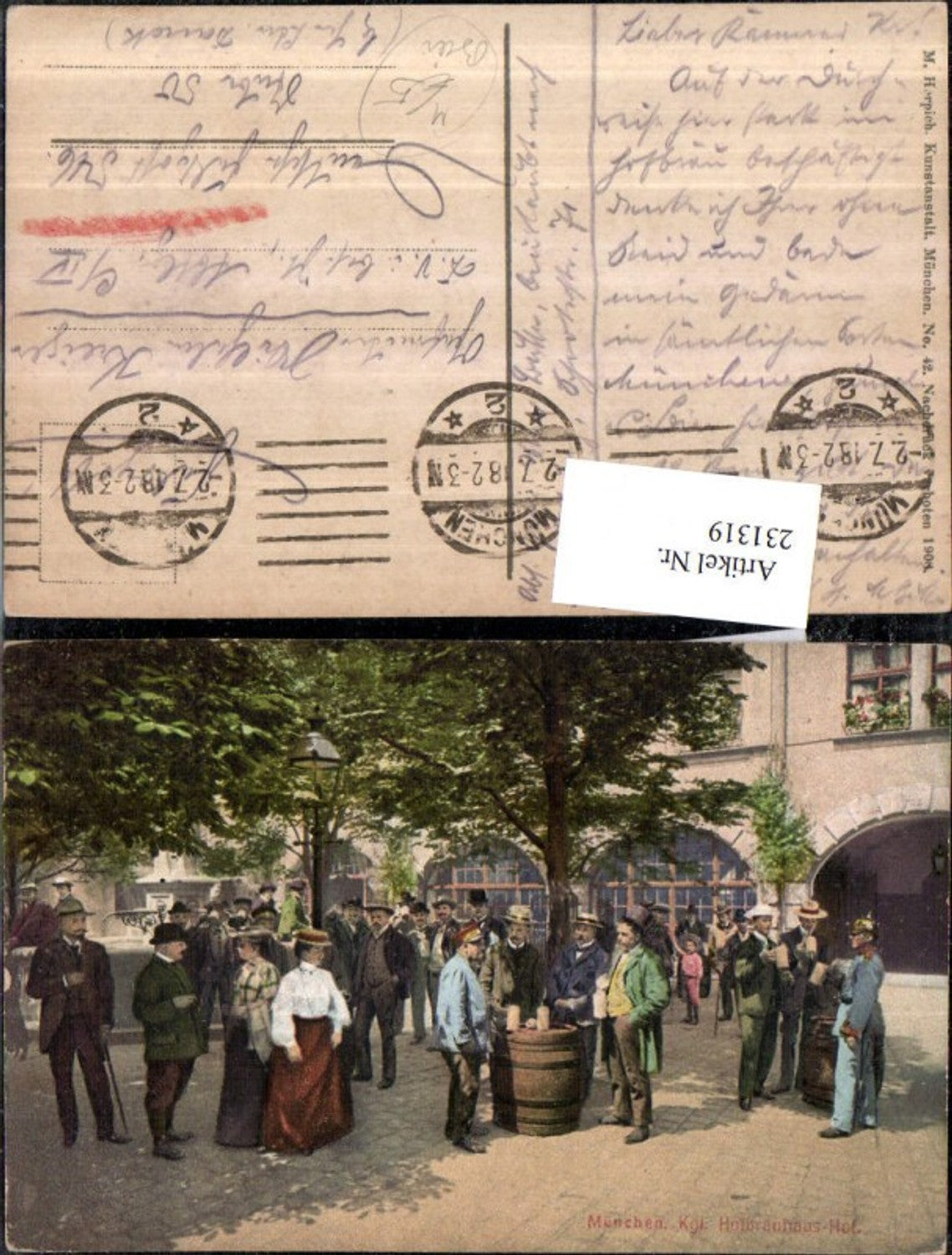 231319,München Königliches Hofbräuhaus Brauhaus Hof Personen Bier Fässer