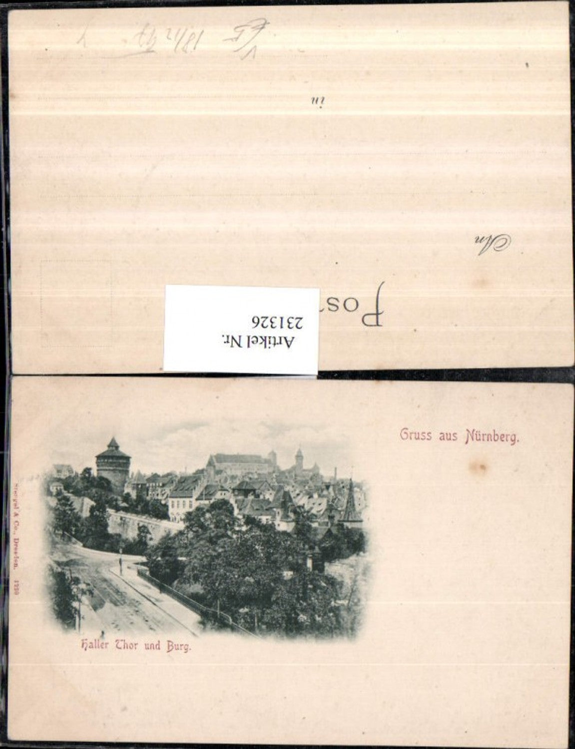 231326,Gruß aus Nürnberg Haller Tor u. Burg pub Stengel u. Co 1220