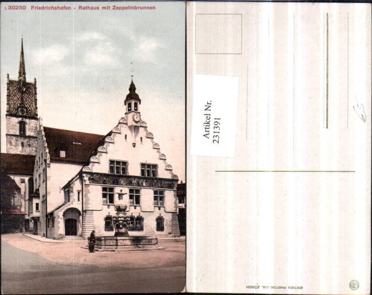 231391,Friedrichshafen Rathaus m. Zeppeinbrunnen Brunnen
