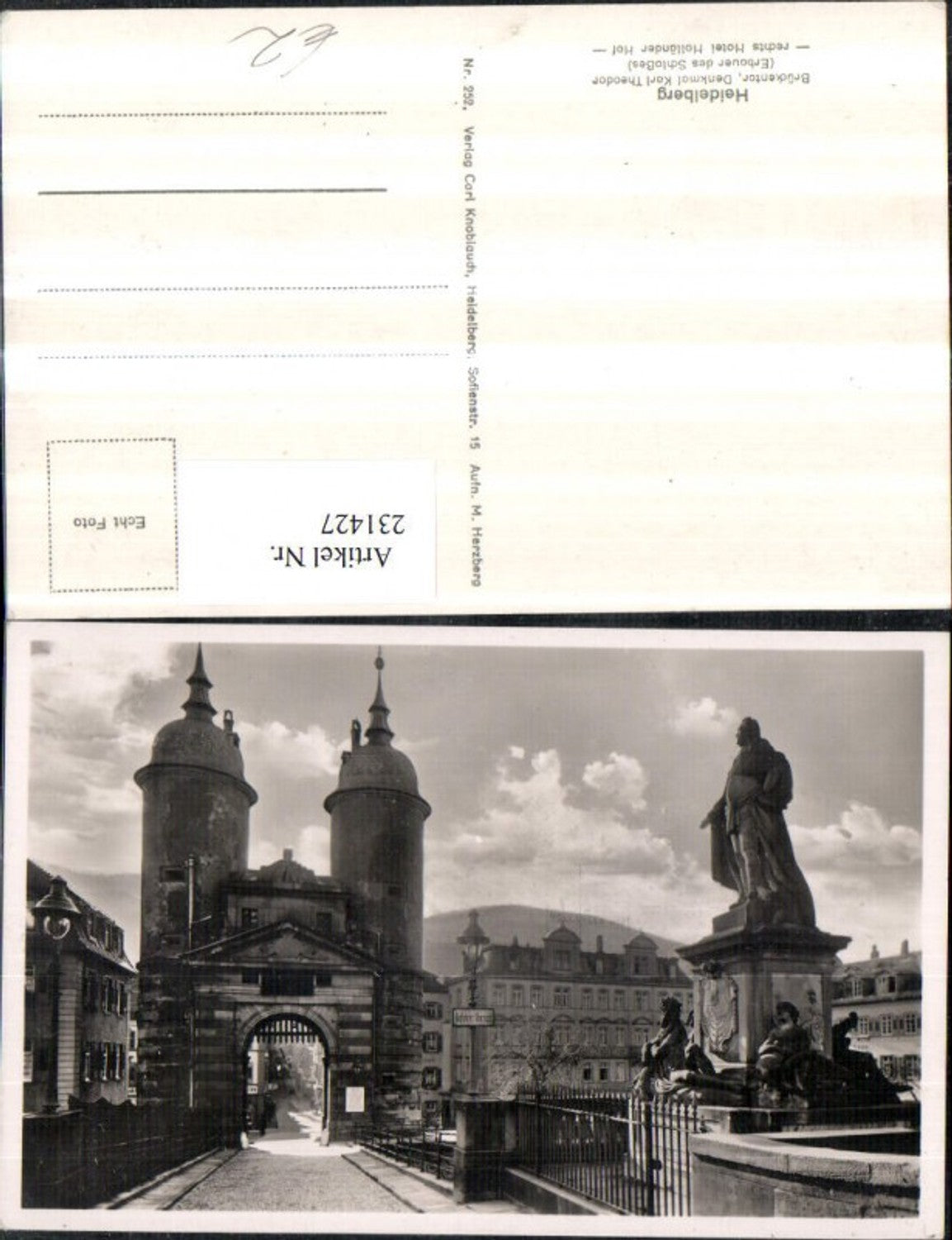 231427,Heidelberg Brückentor Denkmal Karl Theodor Hotel Holländer Hof