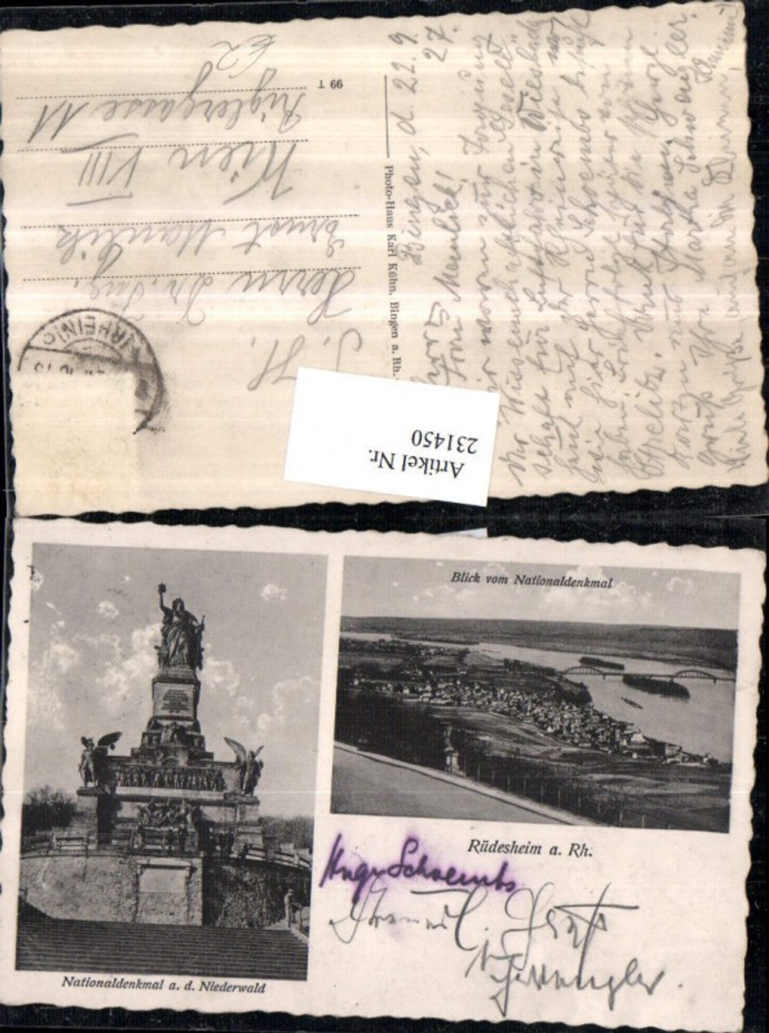 231450,Rüdesheim a. Rhein Totale Nationaldenkmal auf d. Niederwald Mehrbildkarte