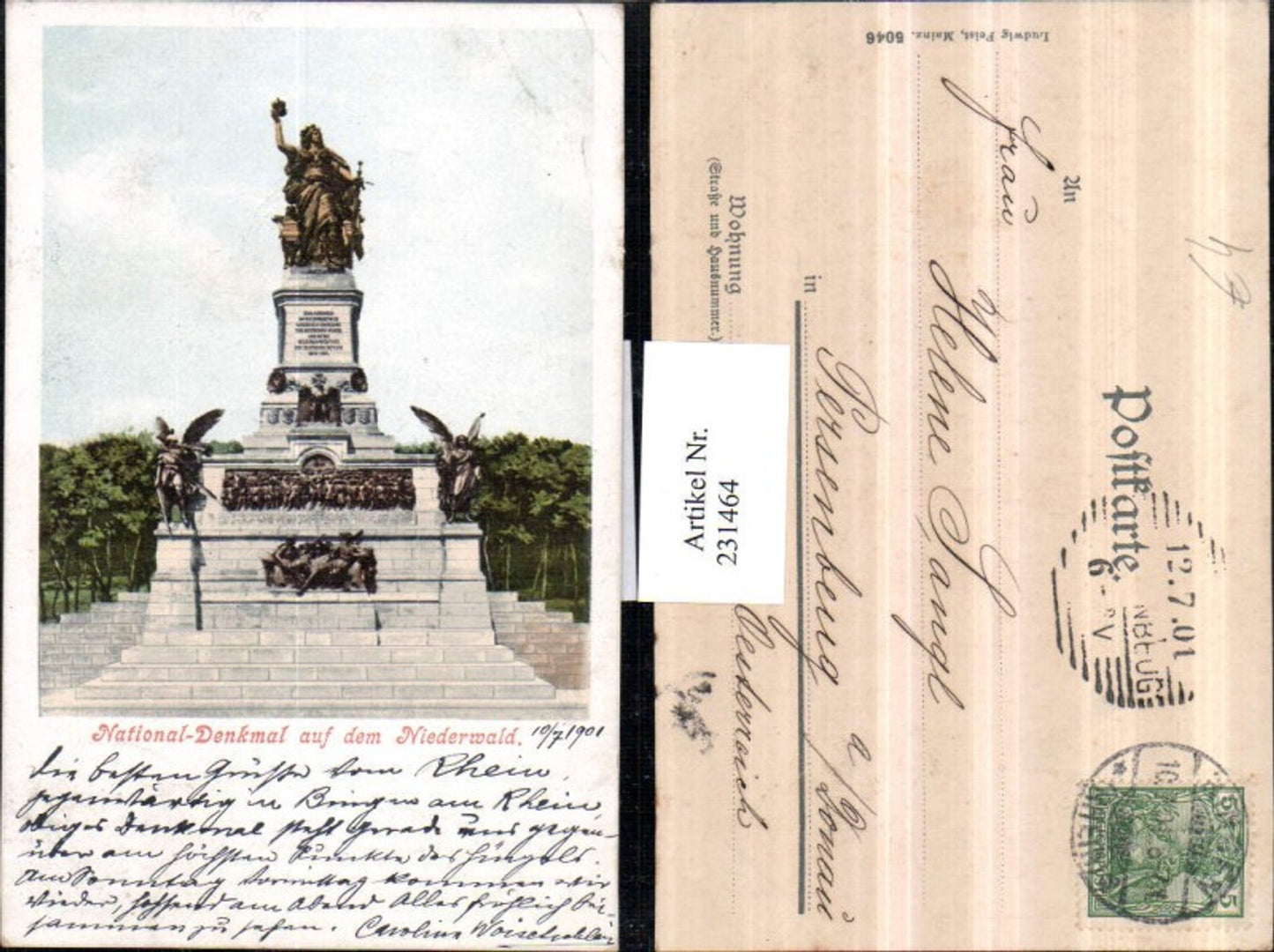 231464,Nationaldenkmal auf d. Niederwald b. Rüdesheim a. Rhein