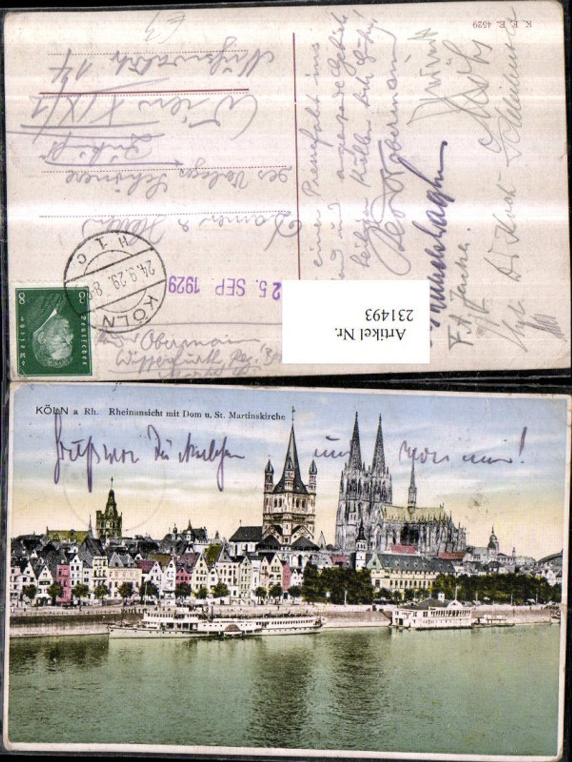 231493,Köln a. Rhein Rheinansicht m. Dom u. St. Martinskirche Kirche