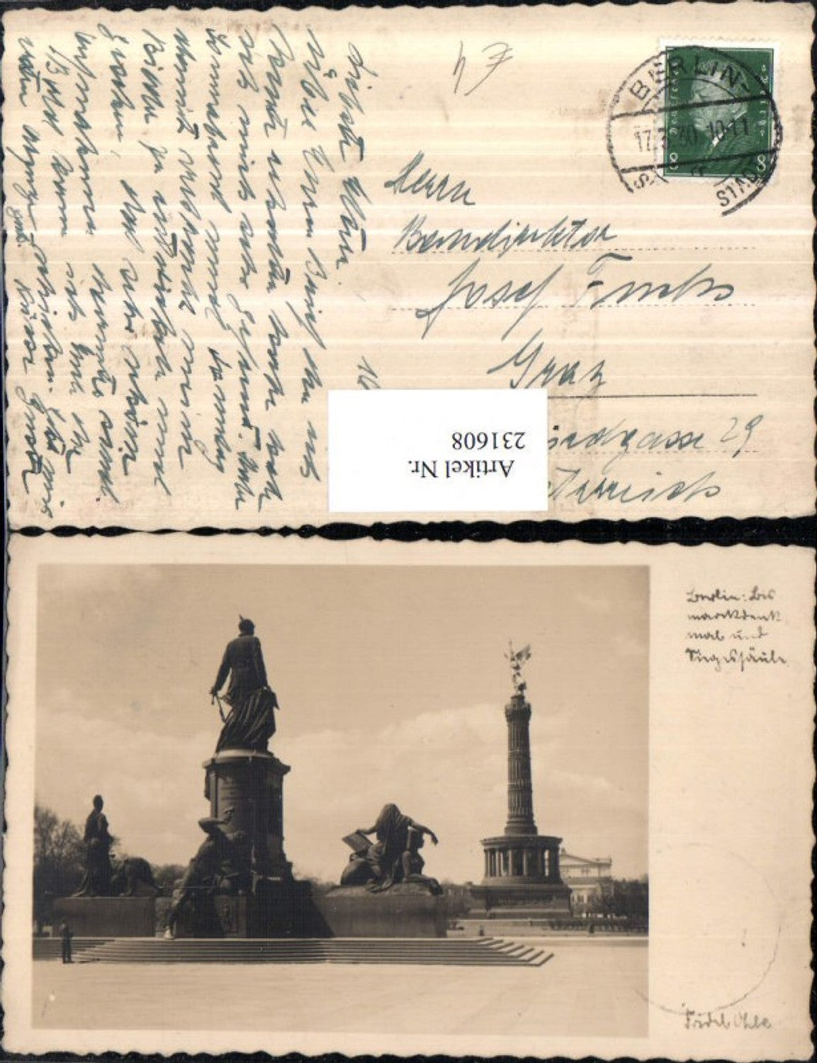 231608,Berlin Bismarck-Denkmal u. Siegessäule Säule