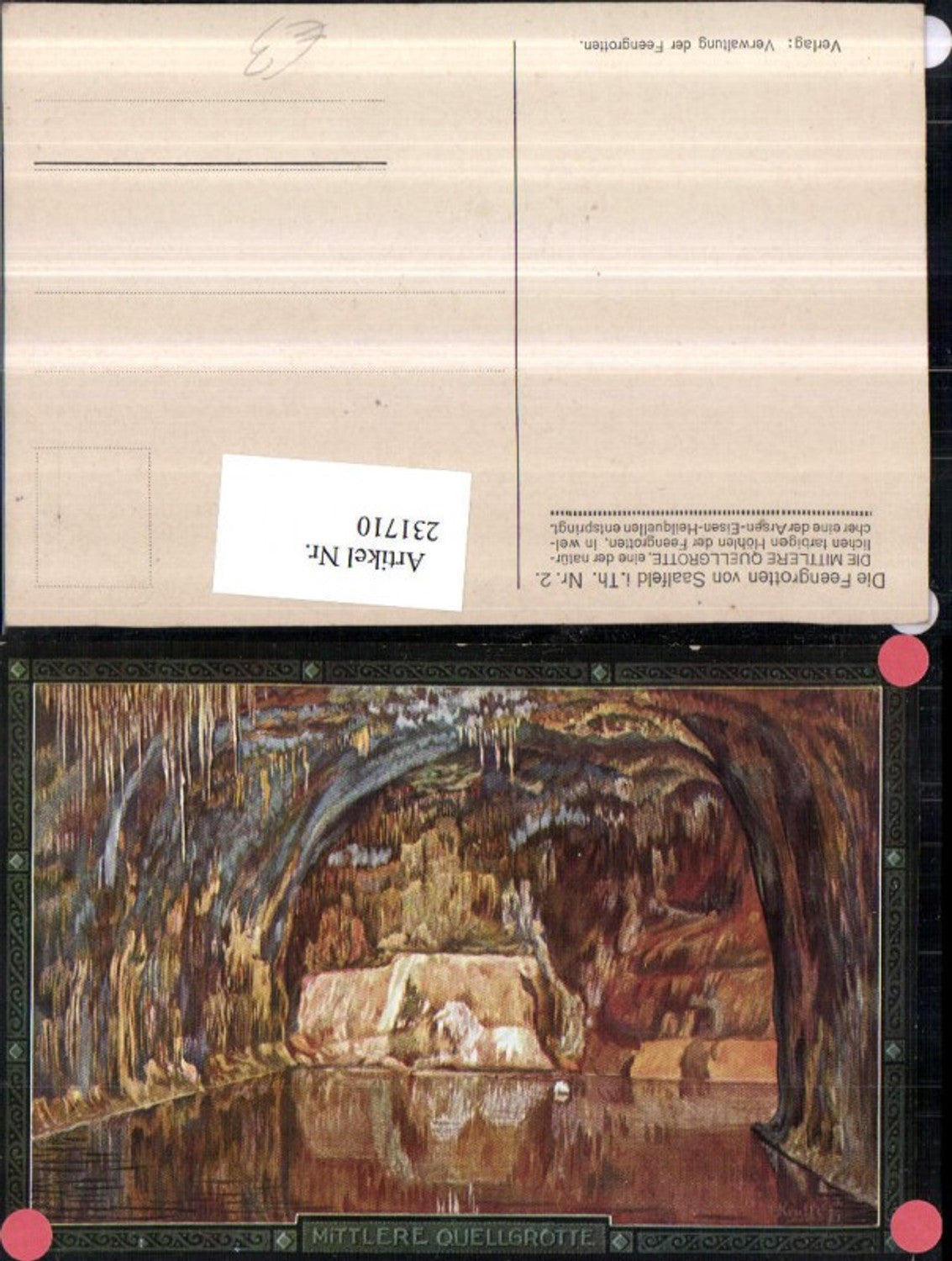 231710,Die Feengrotten v. Saalfeld in Thüringen Die mittlere Quellgrotte Grotte