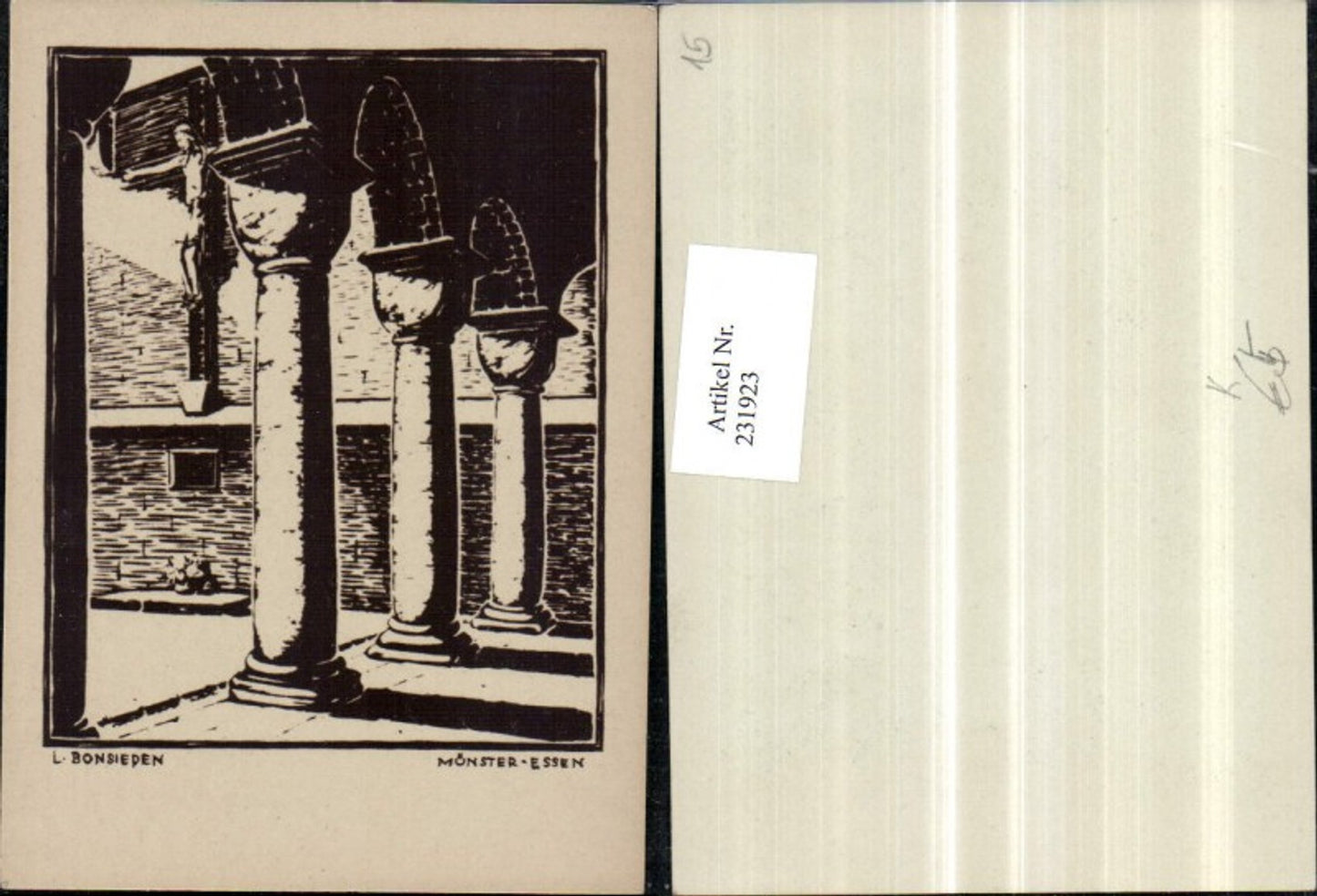 231923,Künstler AK L. Bonsieden Essen Münster Arkaden Kreuz